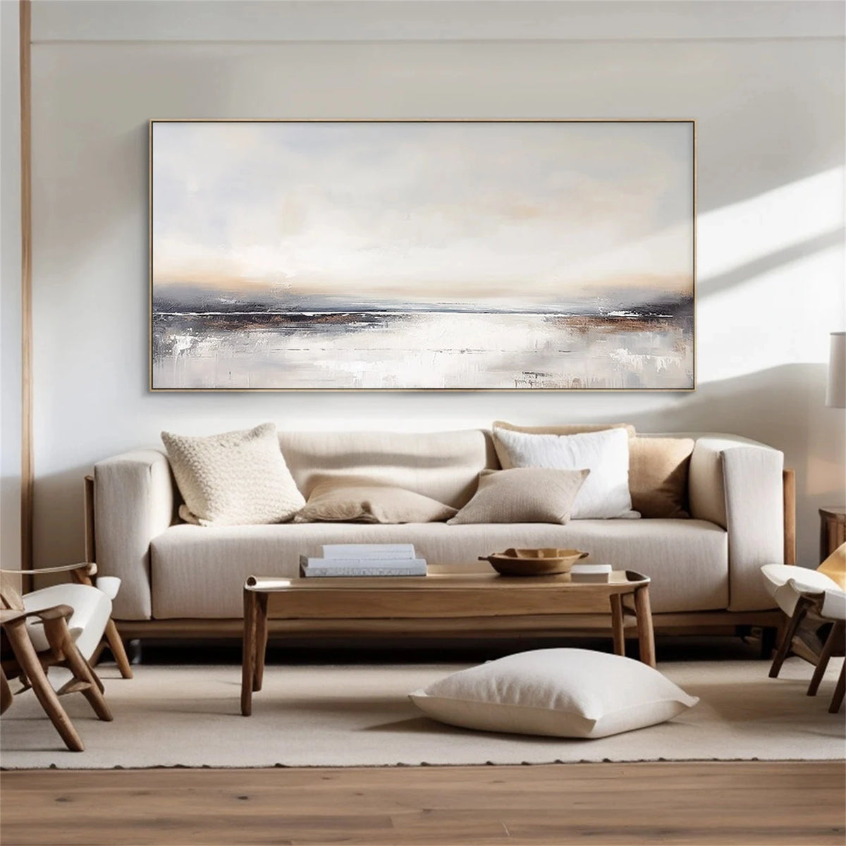 Wabi Sabi Black Beige Abstract Wall Decor Painting on Canvas #AB 089