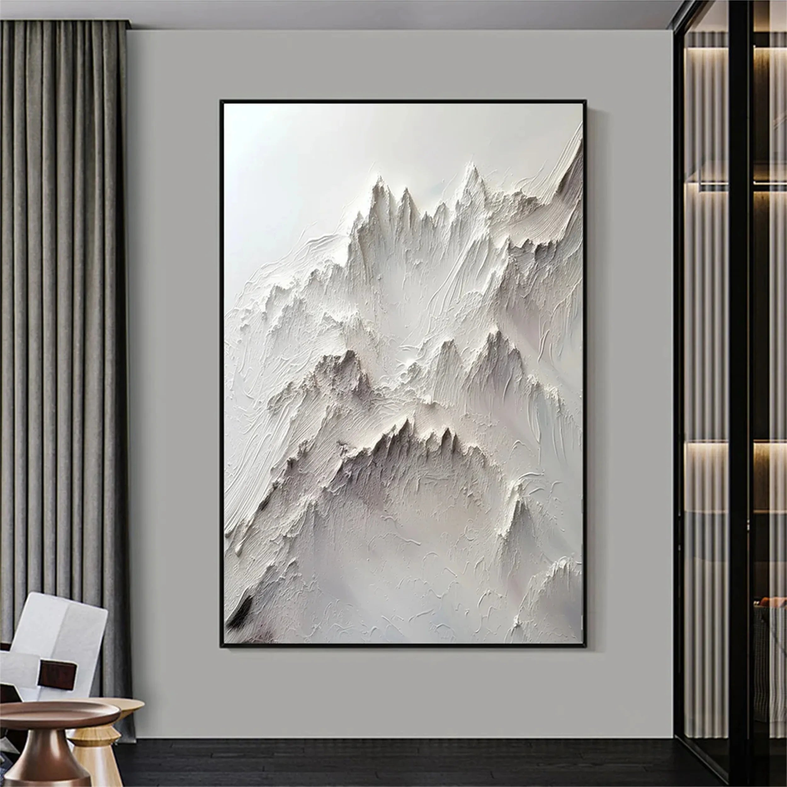 White Minimalist Textured Painting Canvas MM238
