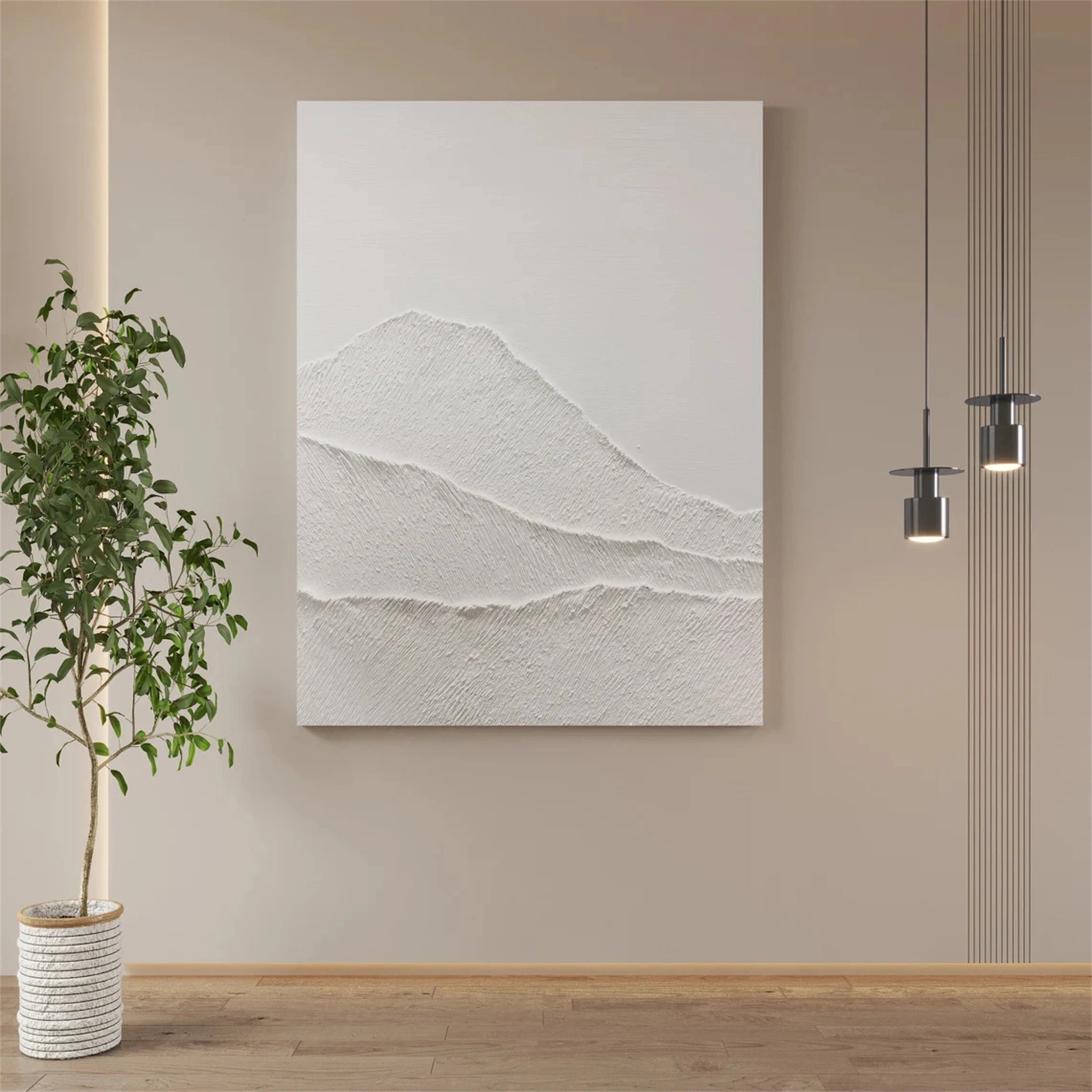 White Minimalist Textured Painting Canvas #MM160