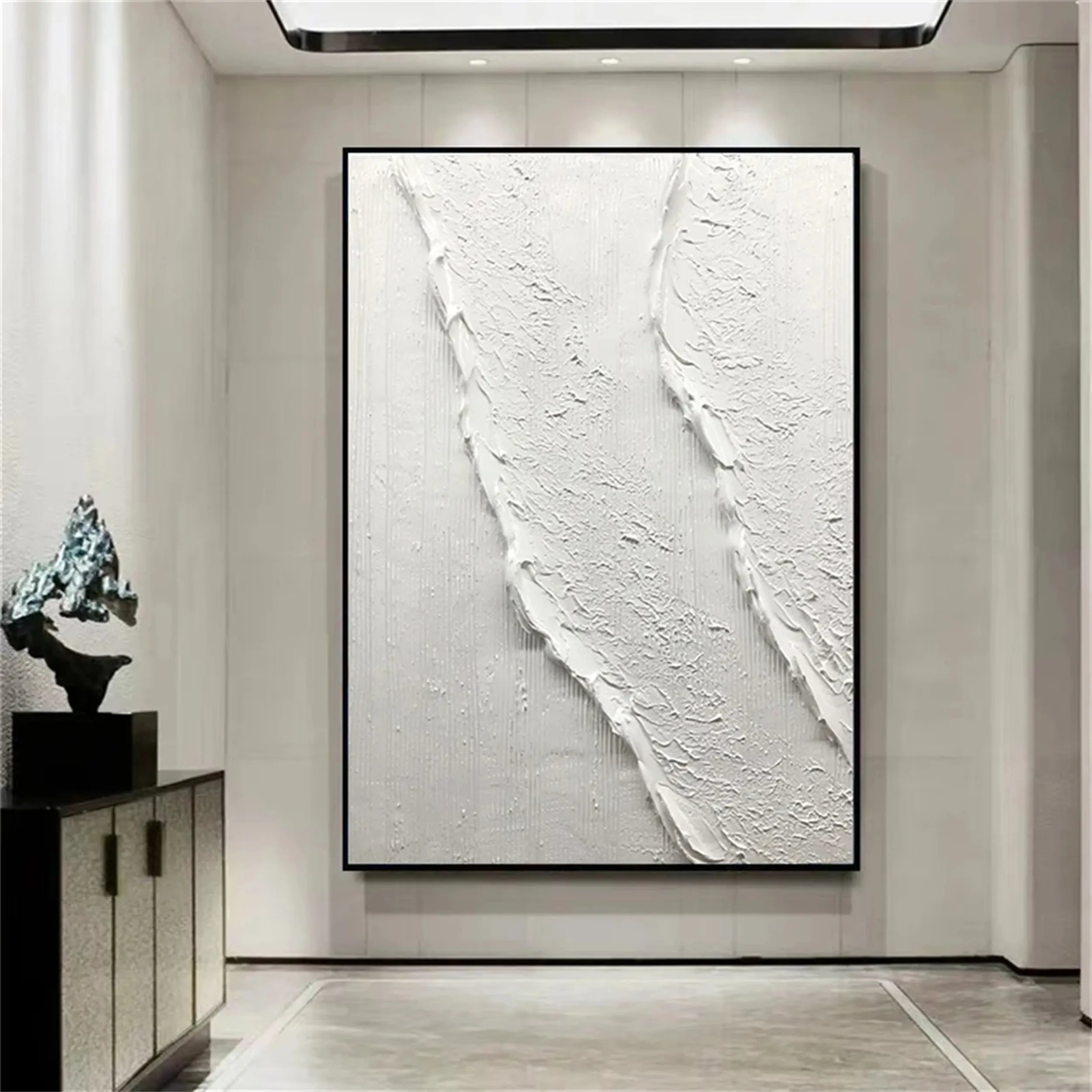 White Minimalist Textured Painting Canvas #MM179