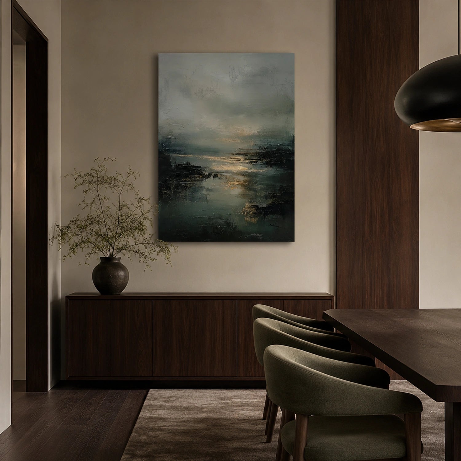 Ocean And Sky Abstract Canvas Art #OS463