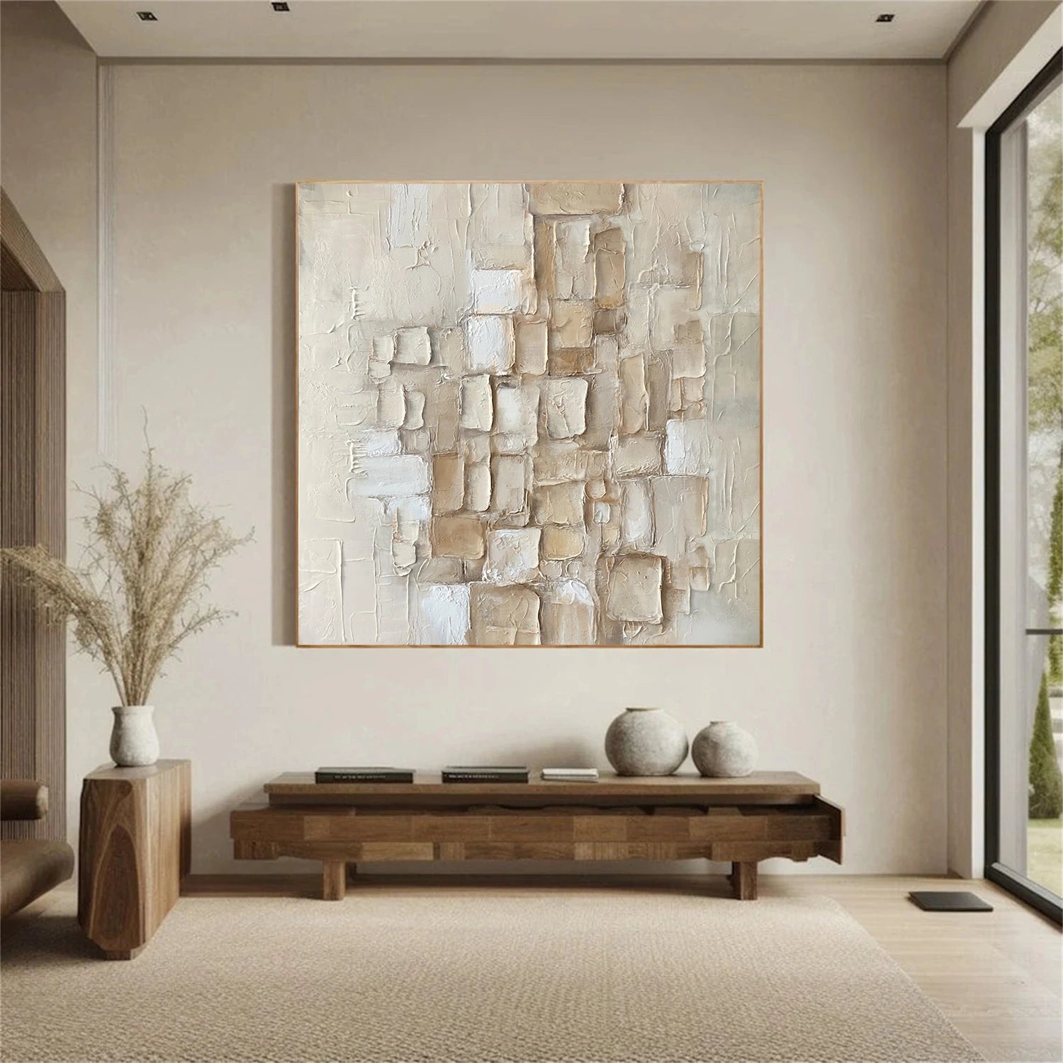 Beige Abstract Textured Wall Art #AB 574