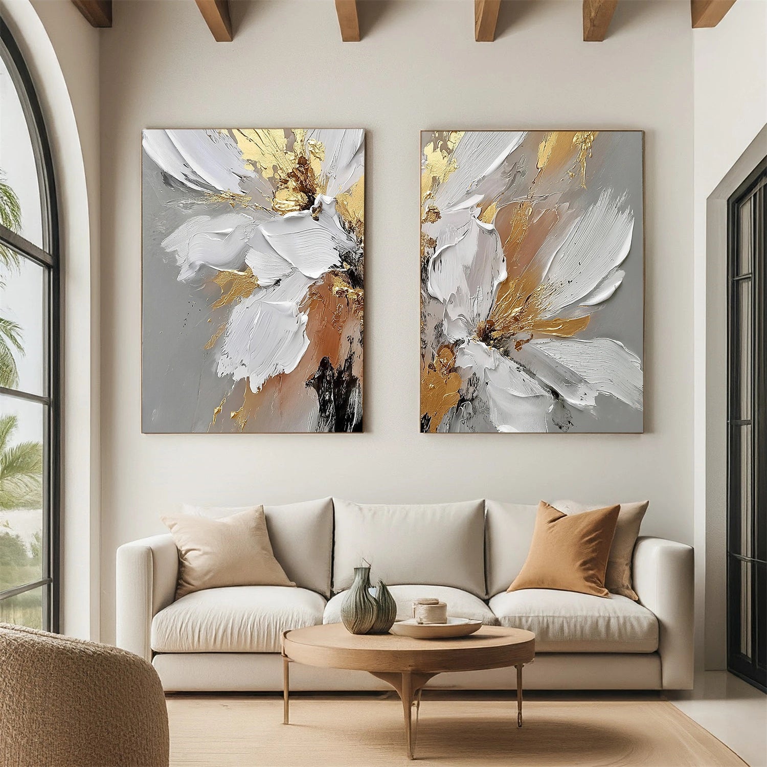 Flower & Tree Abstract Texture Canvas Art Set of 2 #FT 333