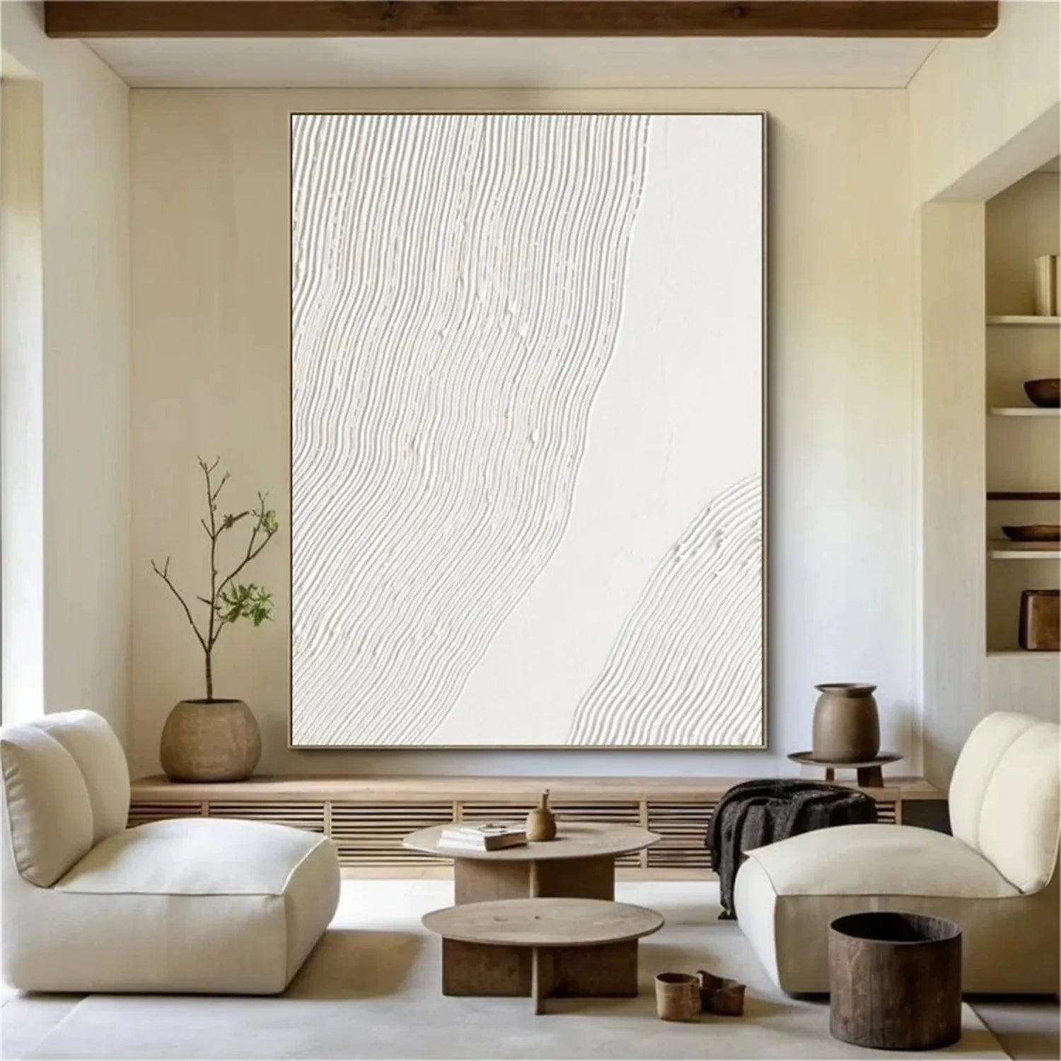 White Minimalist Textured Painting Canvas #MM274