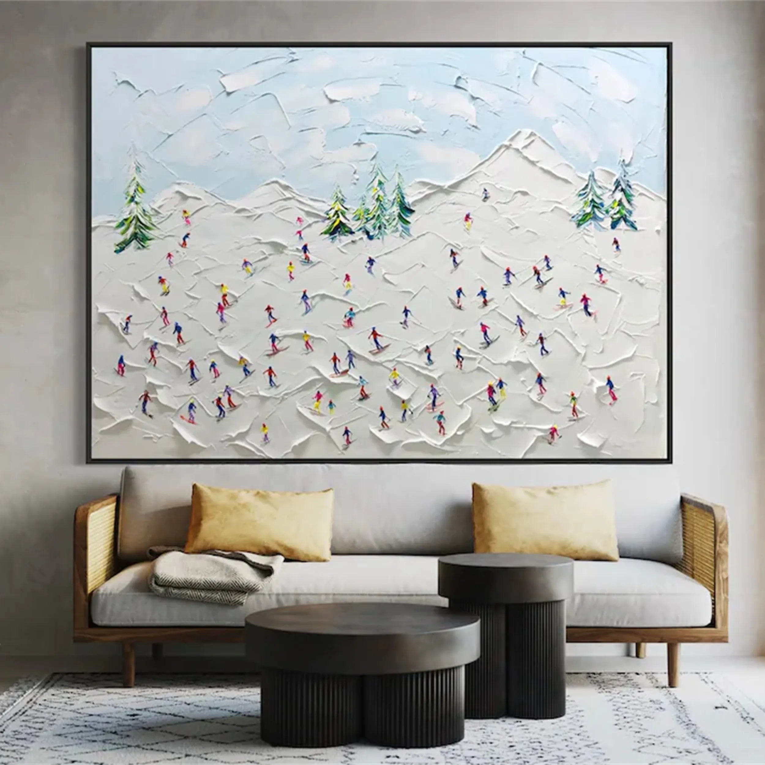 Skiing Sport Art Textured Painting Canvas #MM230