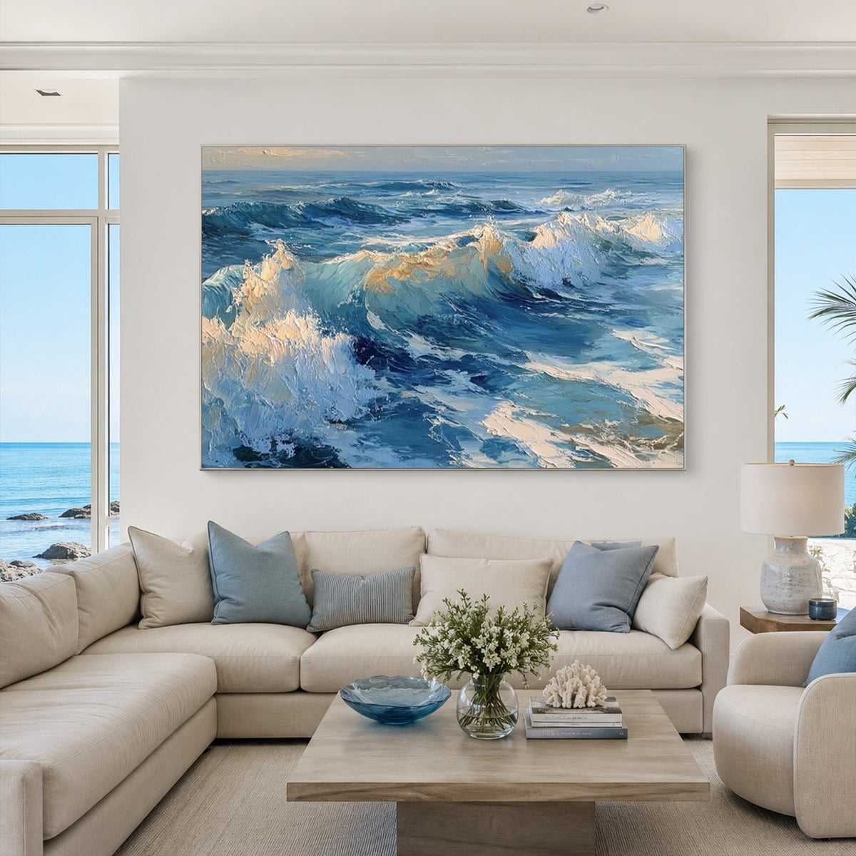 Ocean And Sky Abstract Texture Canvas Art #OS486