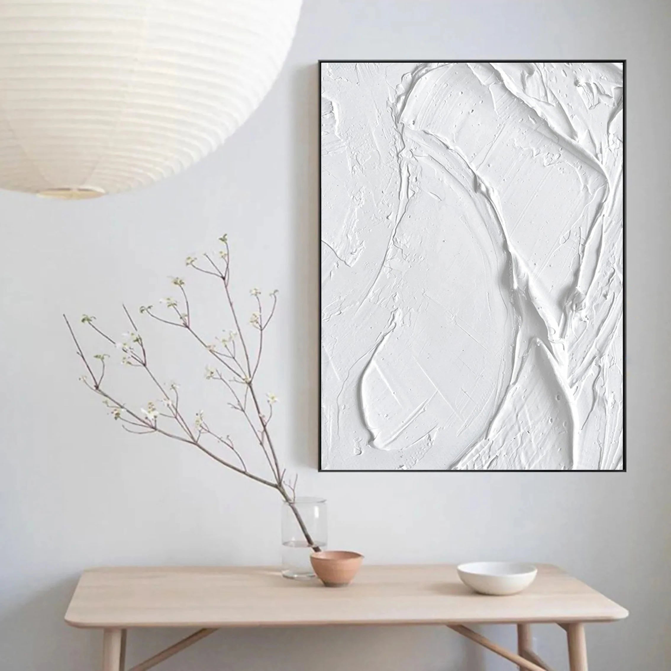 White Minimalist Textured Painting Canvas #MM028