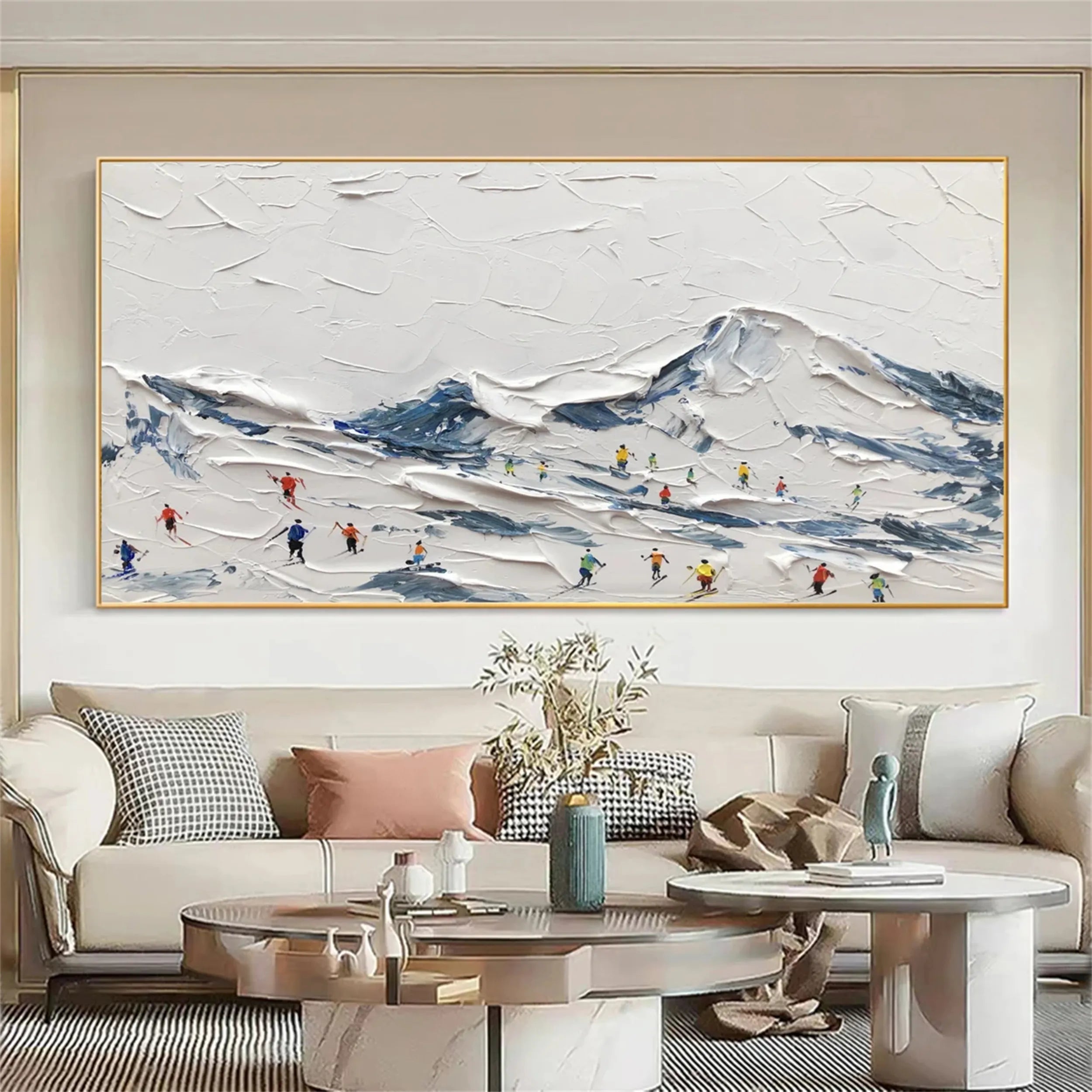 Skiing Sport Art Textured Painting Canvas #MM225