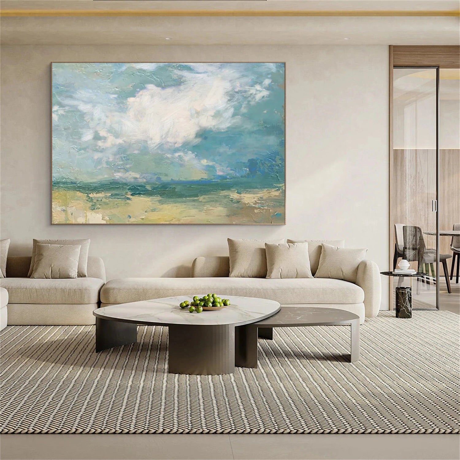 Ocean And Sky Abstract Canvas Art #OS 306