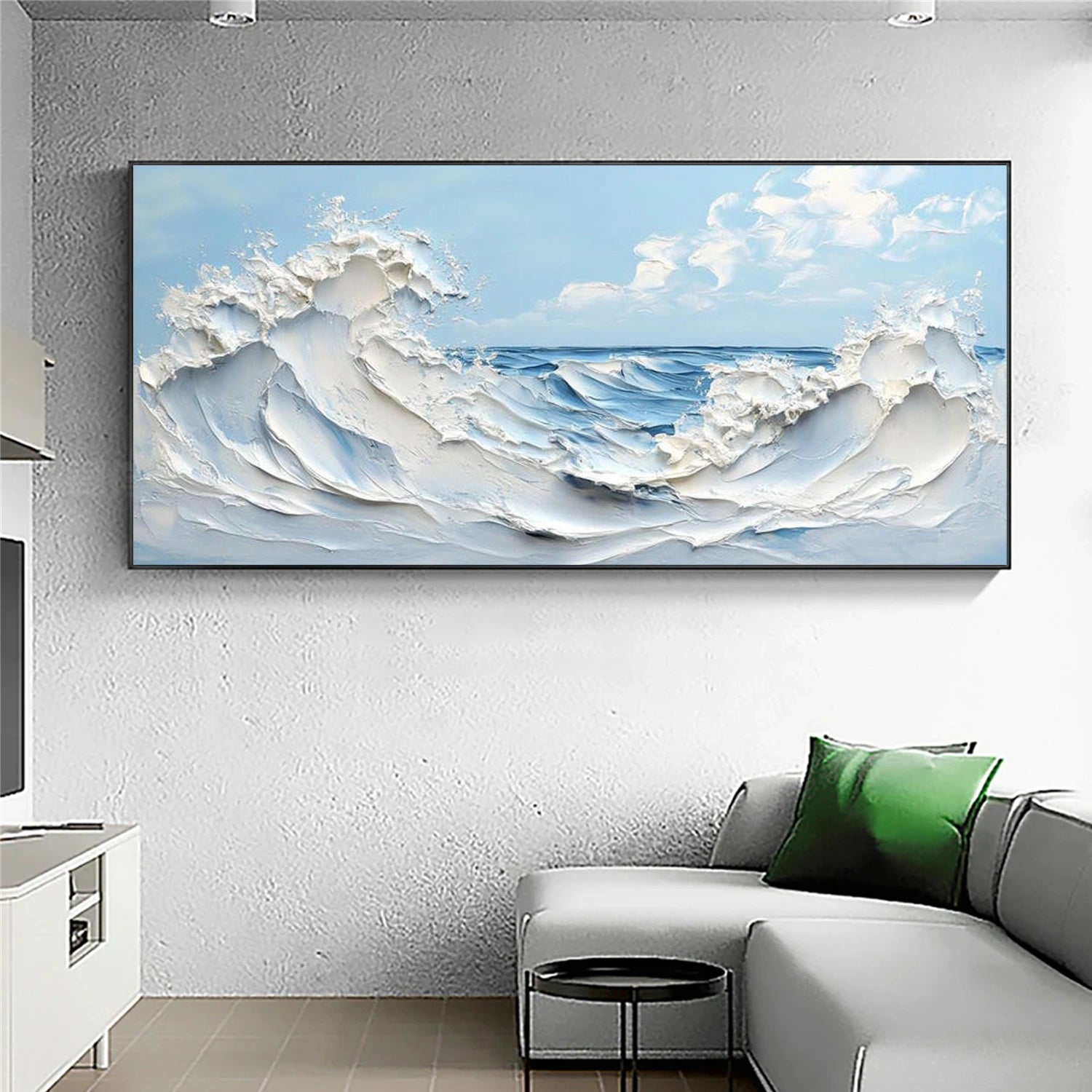 Ocean And Sky Abstract Texture Canvas Art #OS393