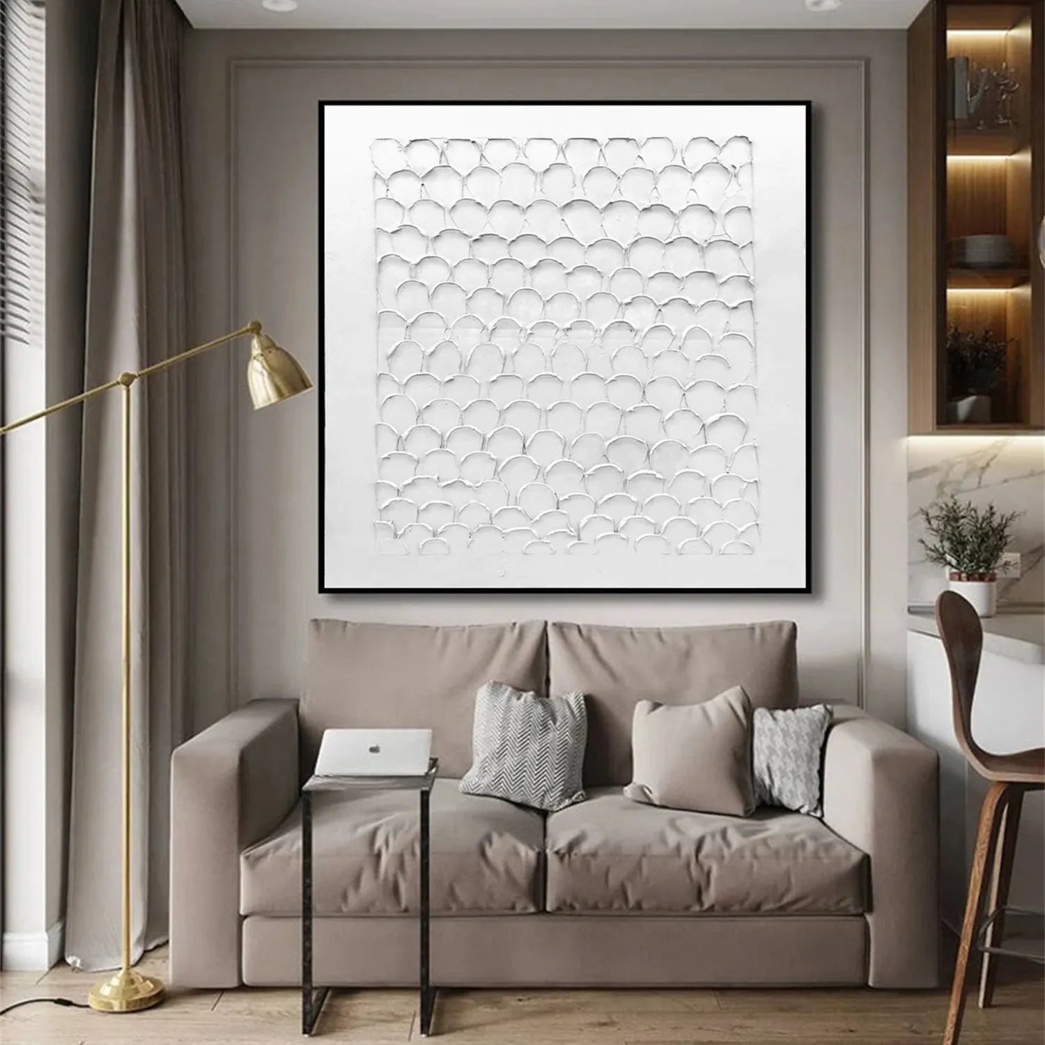 White Minimalist Textured Painting Canvas #MM275