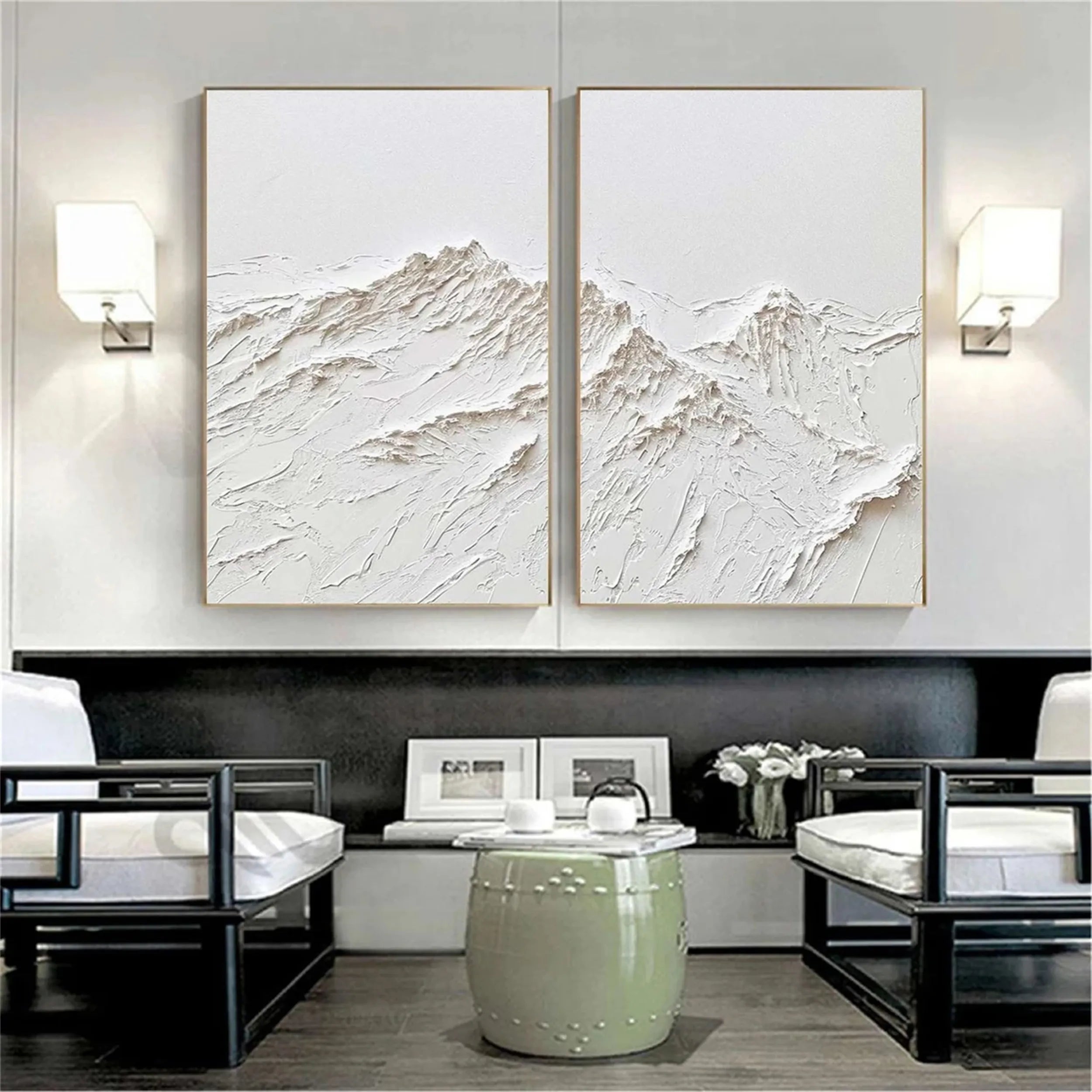 Plaster Art Minimalist Textured Paintings Set of 2 #MM264