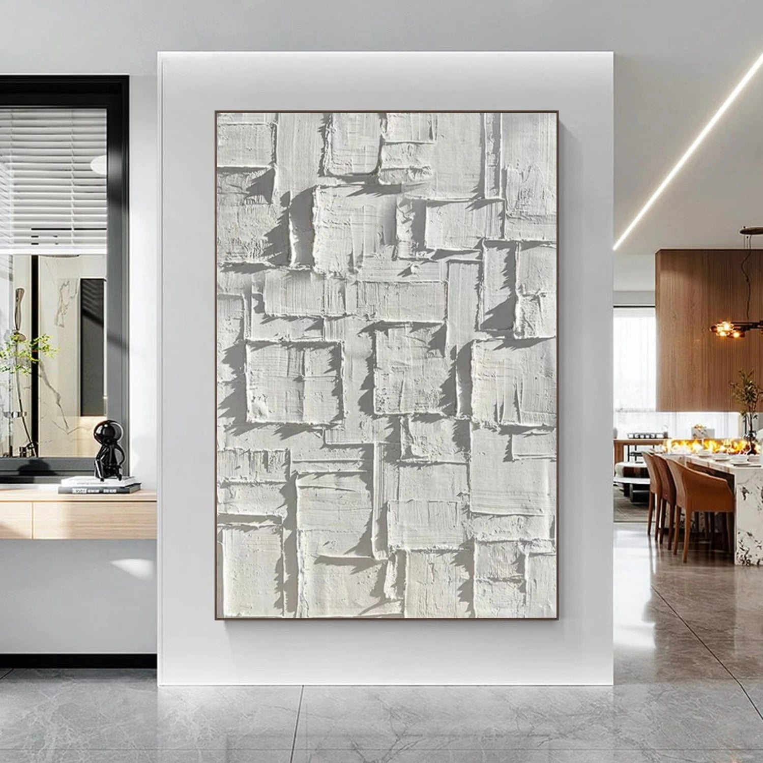 White Abstract Textured Wall Art #AB 551