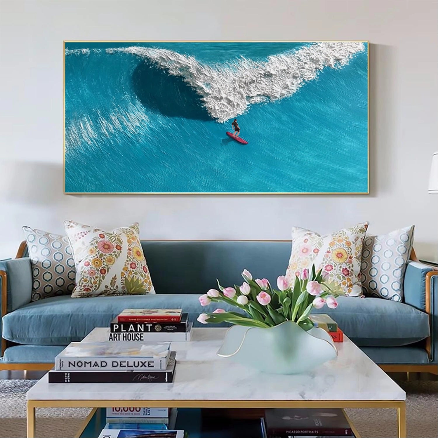 Surfing Sport Texture Canvas Painting #SA019
