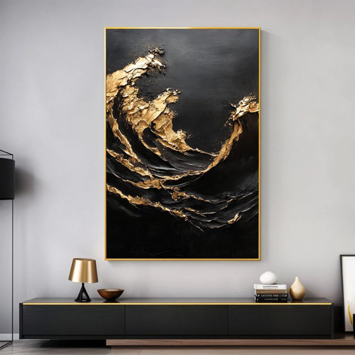 Ocean And Sky Abstract Textured Canvas Art #OS362