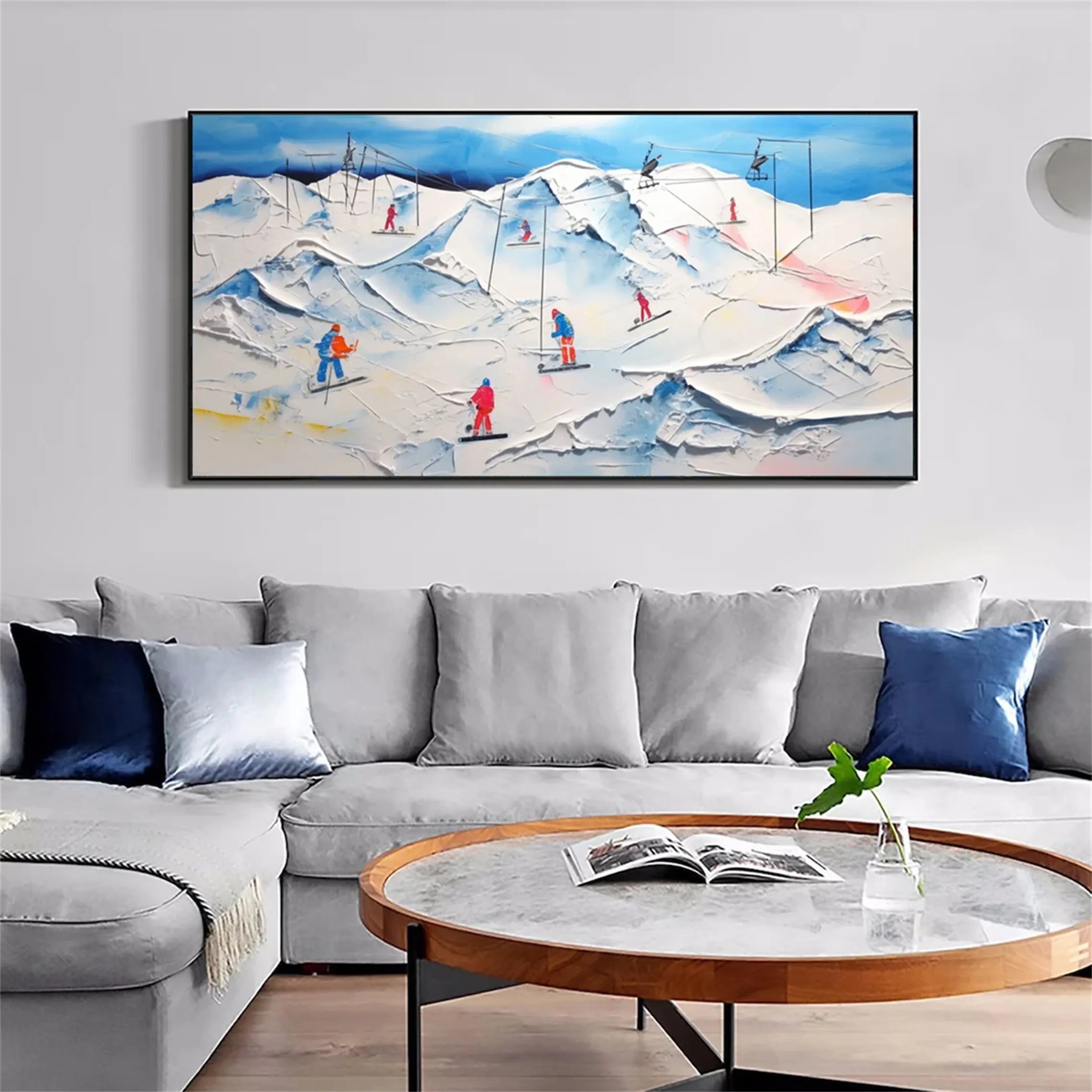 Skiing Sport Art Textured Painting Canvas #MM224