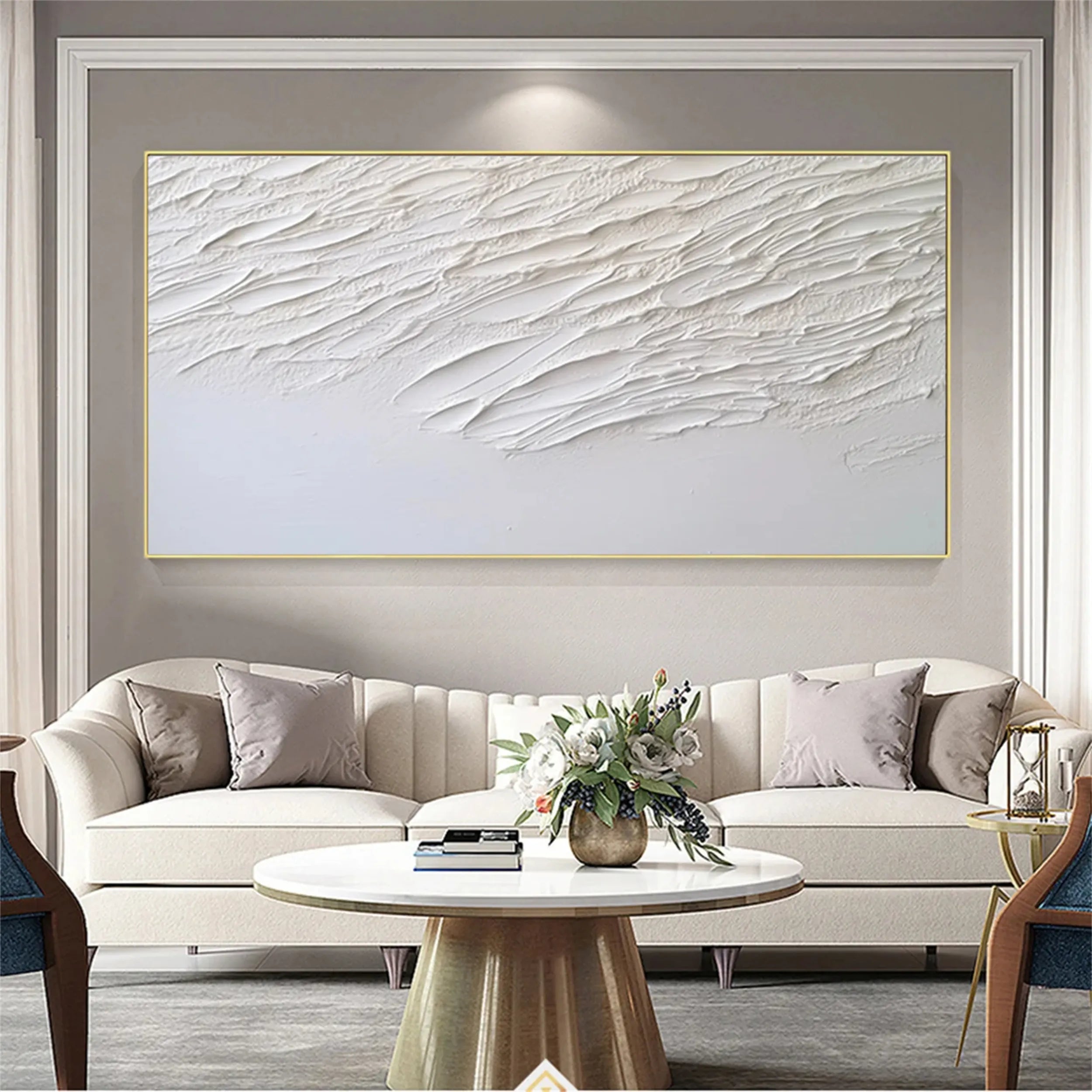 White Minimalist Textured Painting Canvas #MM165