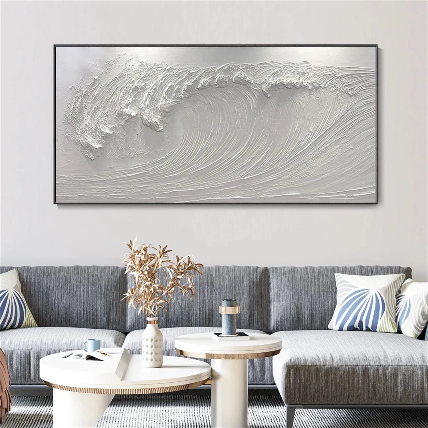 White Minimalist Textured Painting Canvas #MM270