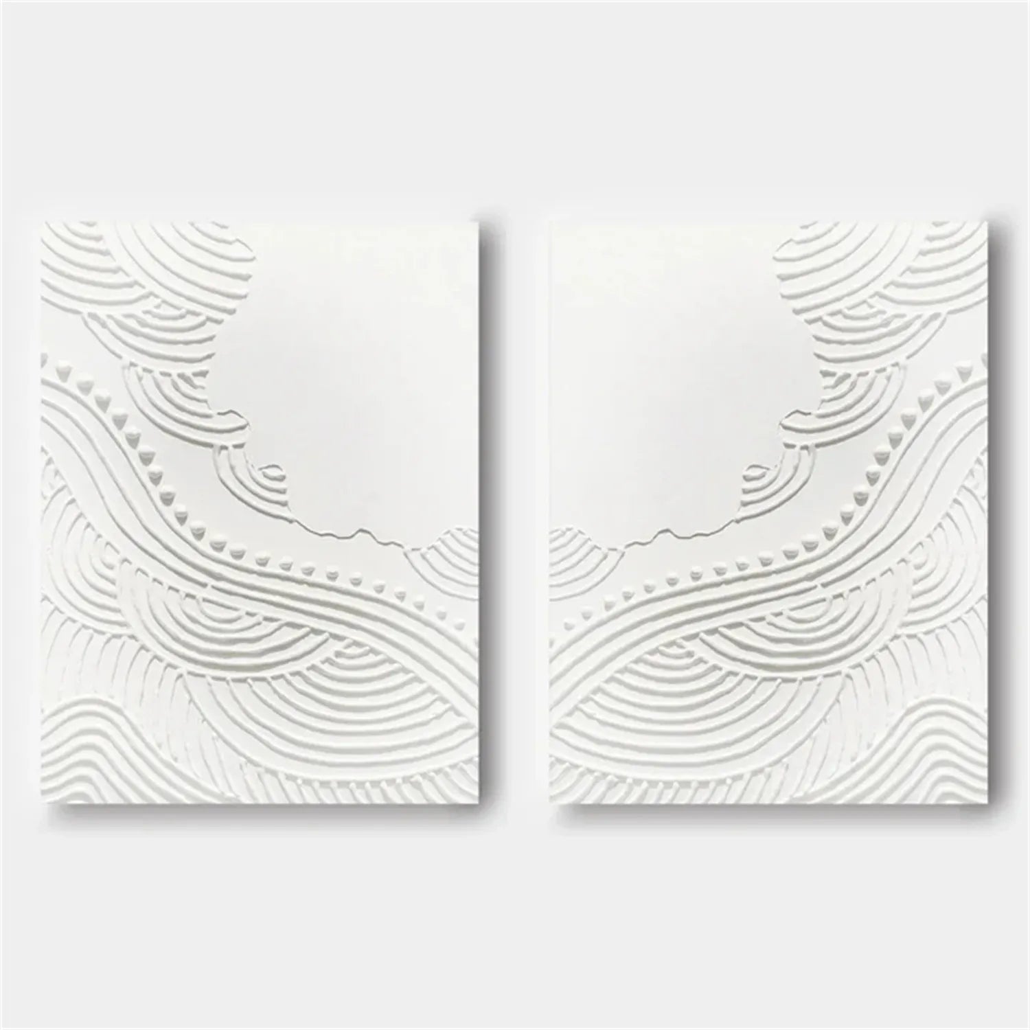 White Minimalist Textured Paintings Canvas Set of 2 #MM268