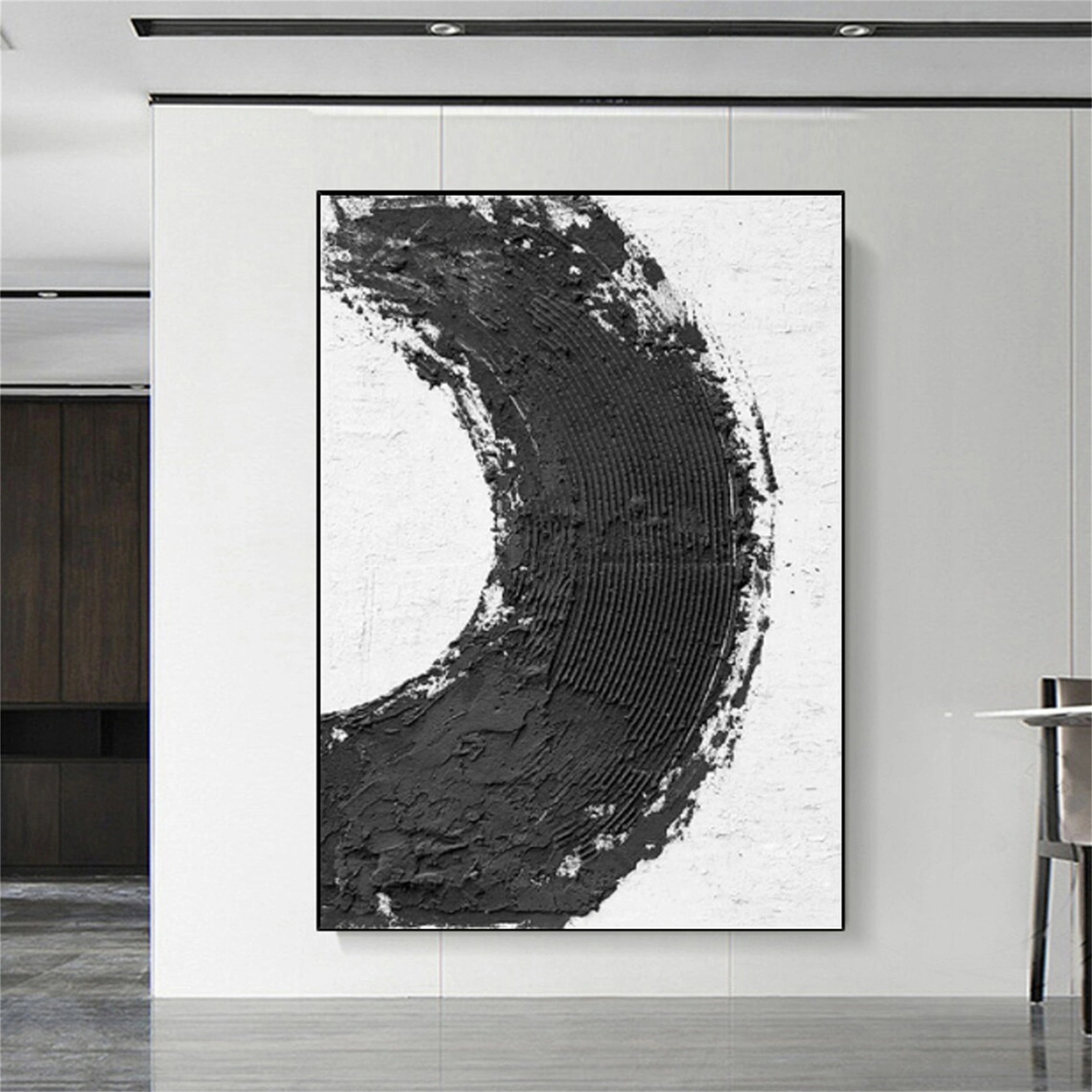 Black White Textured Minimalist Wall Art #MZ067