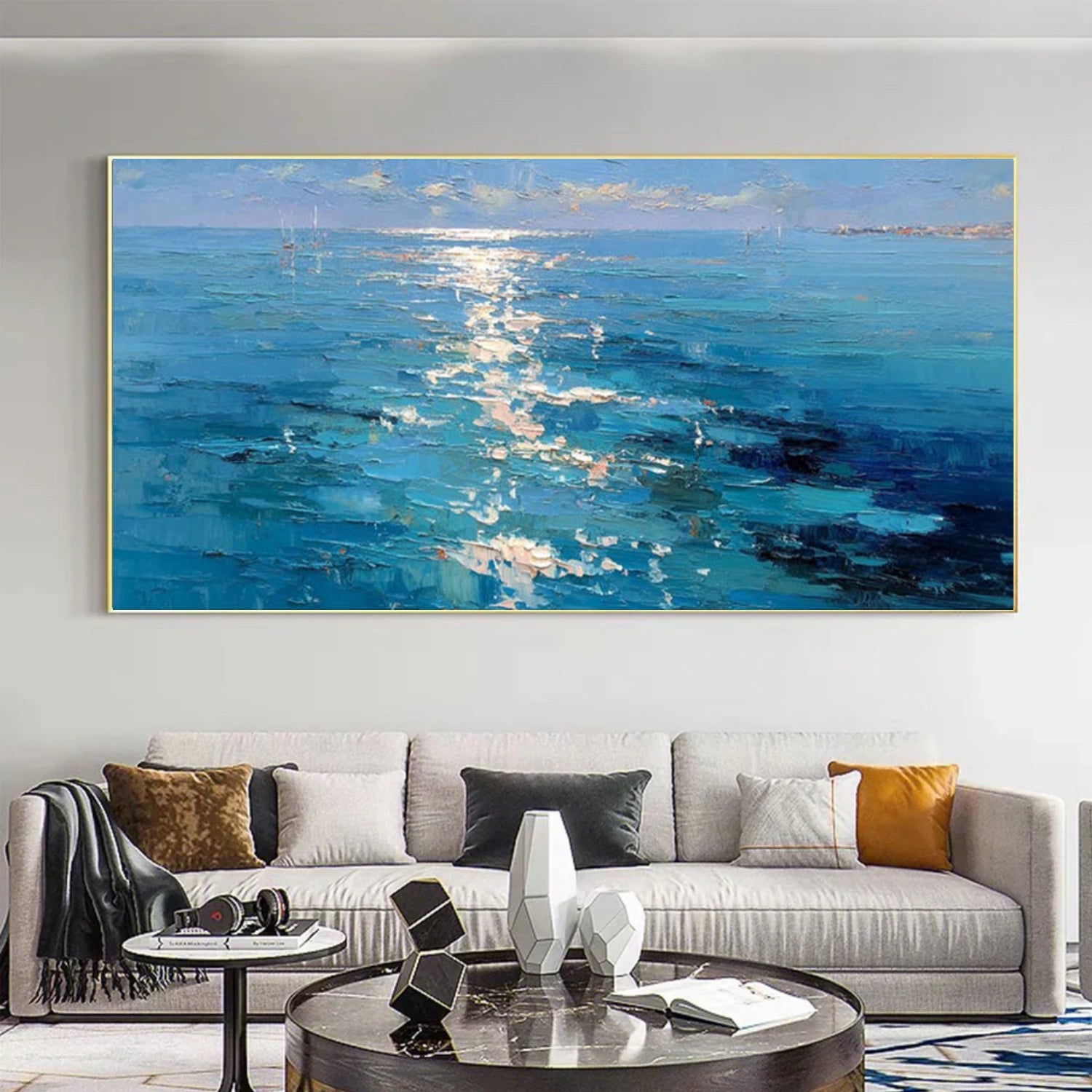 Ocean And Sky Abstract Texture Canvas Art #OS383