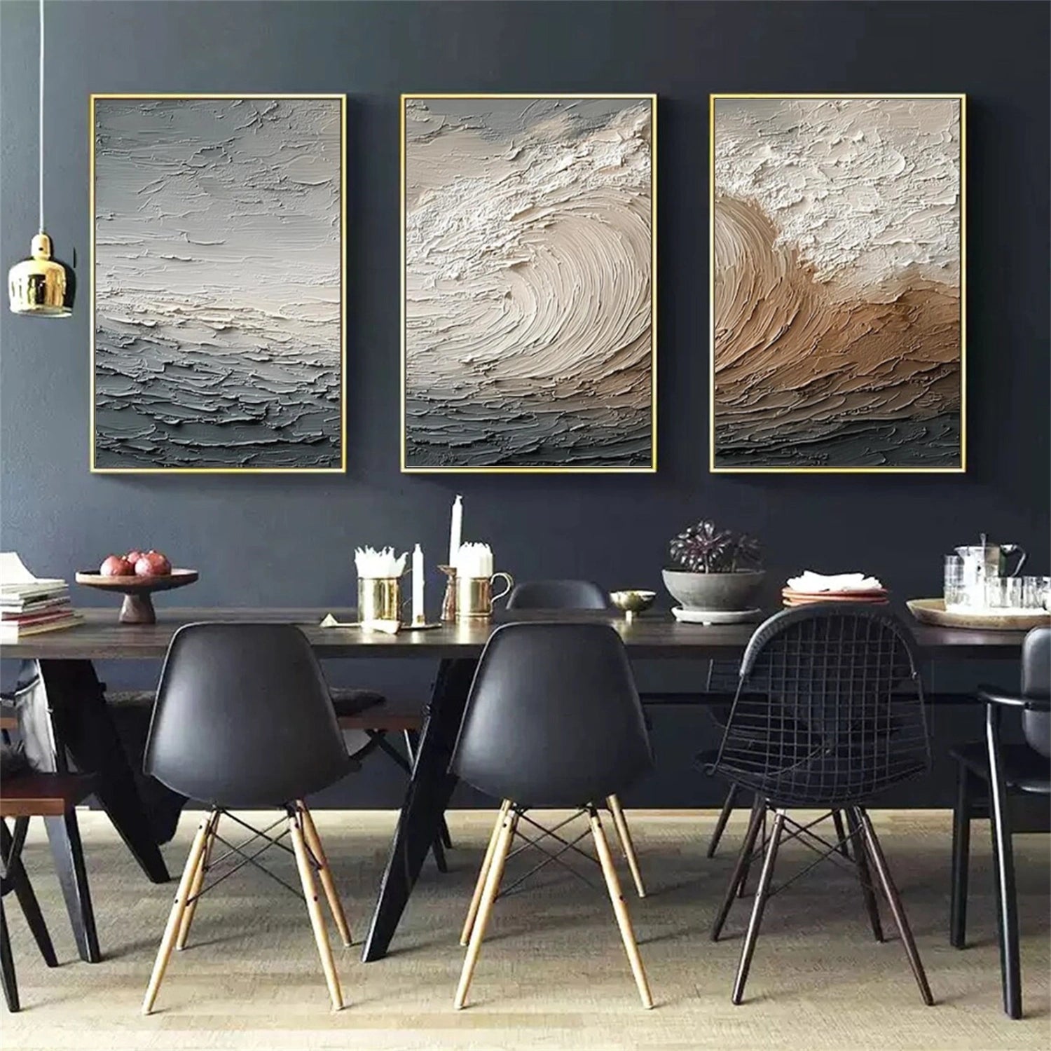Ocean And Sky Abstract Texture Canvas Art Set of 3 #OS380