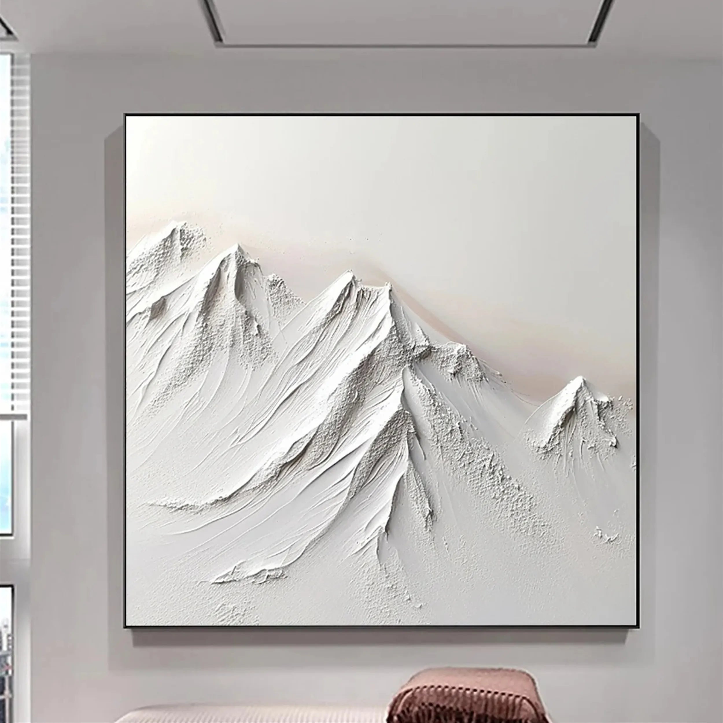 White Minimalist Textured Painting Canvas #MM237