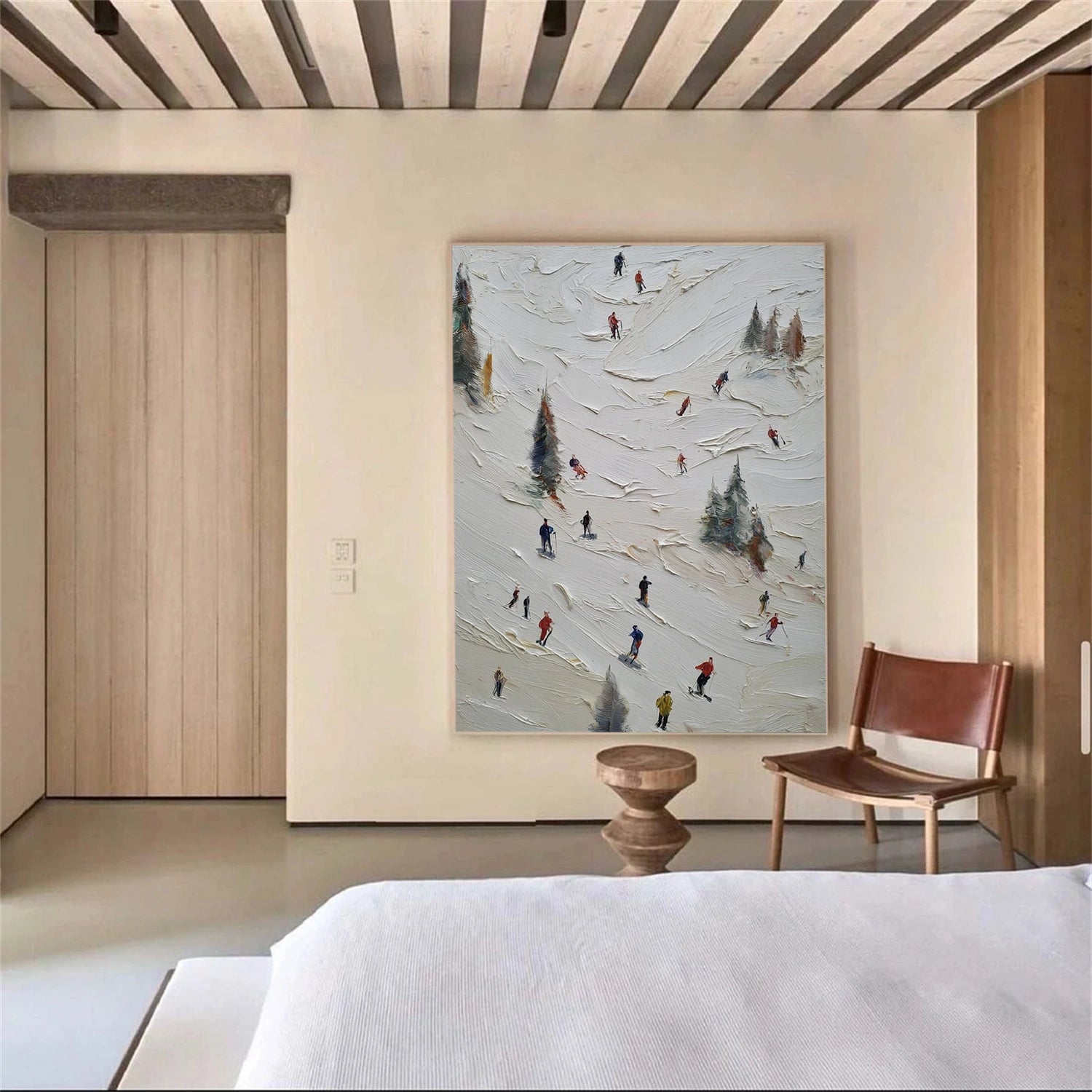 Skiing Sport Art Textured Painting Canvas # SA060