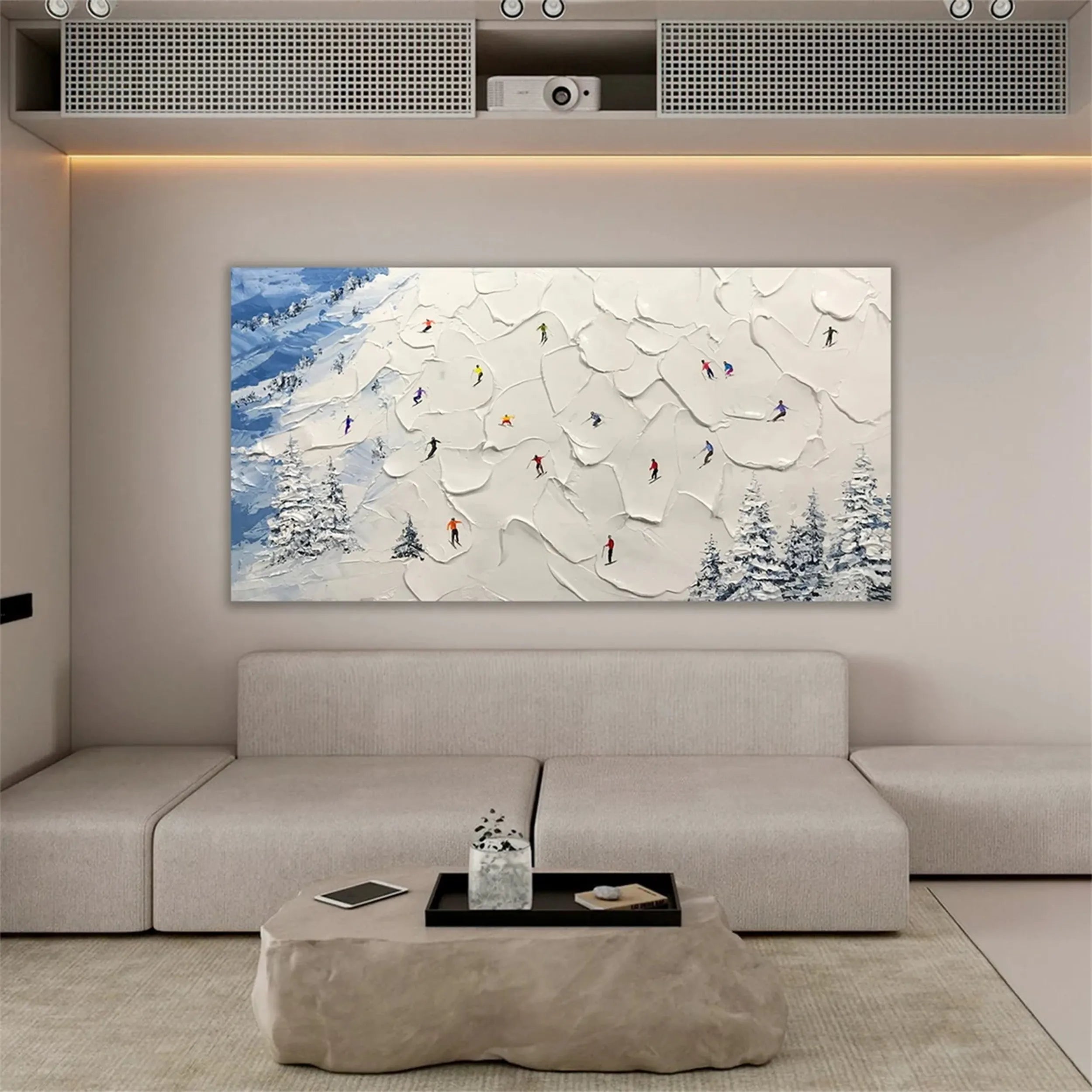 Skiing Sport Art Textured Painting Canvas #MM214