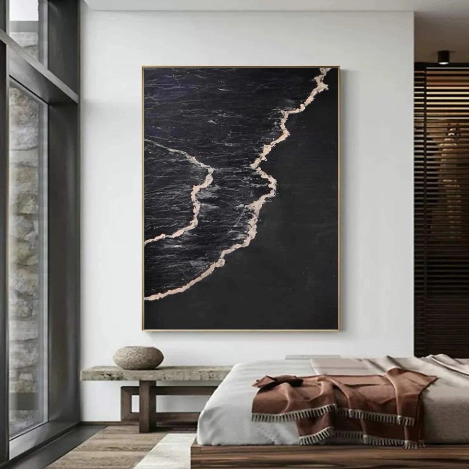 Ocean And Sky Abstract Textured Canvas Art #OS343