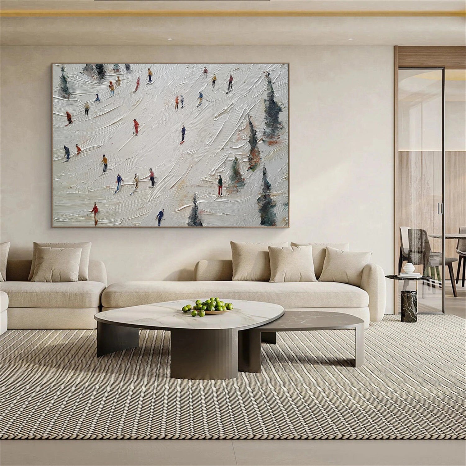 Skiing Sport Art Textured Painting Canvas # SA061