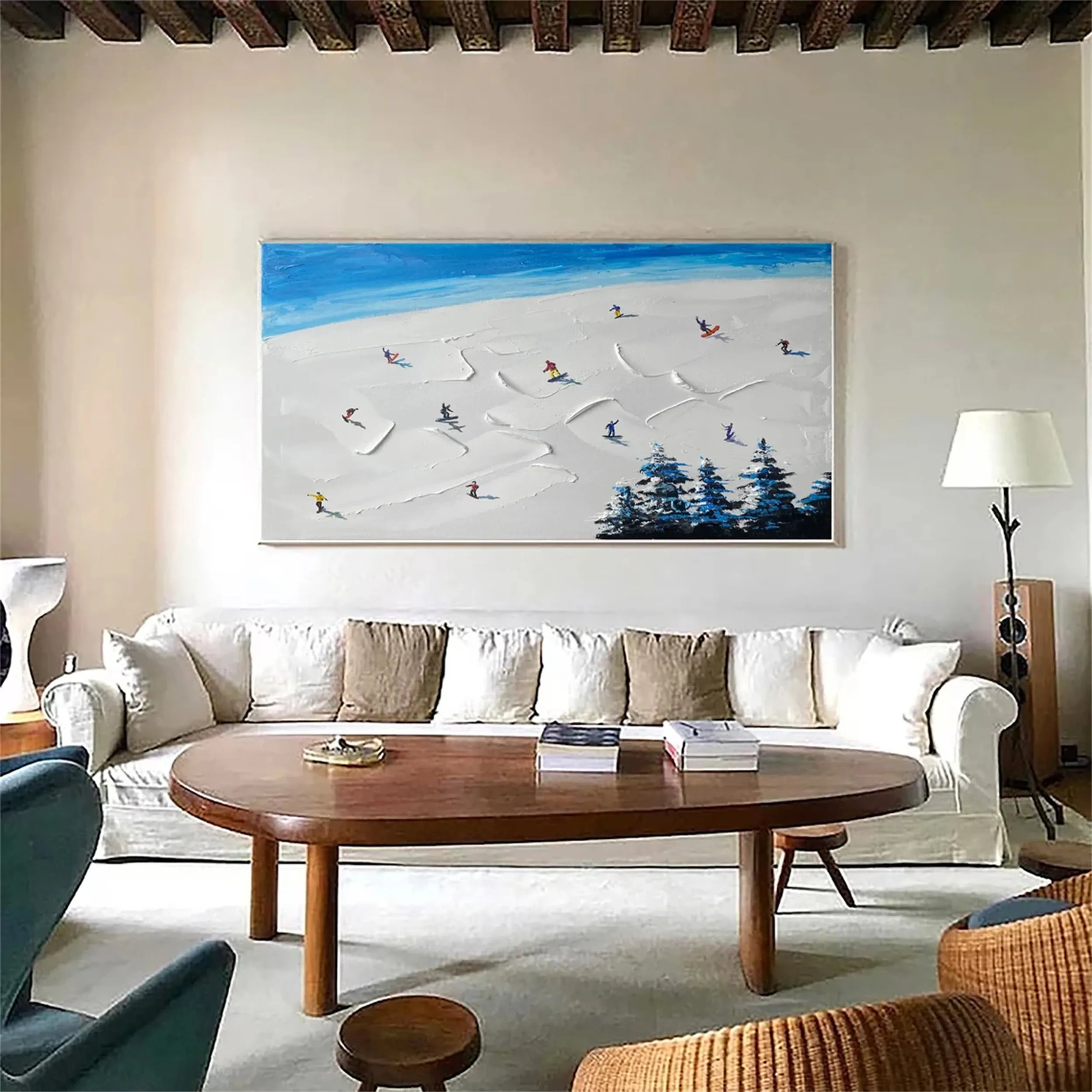 Skiing Sport Art Textured Painting Canvas #MM220