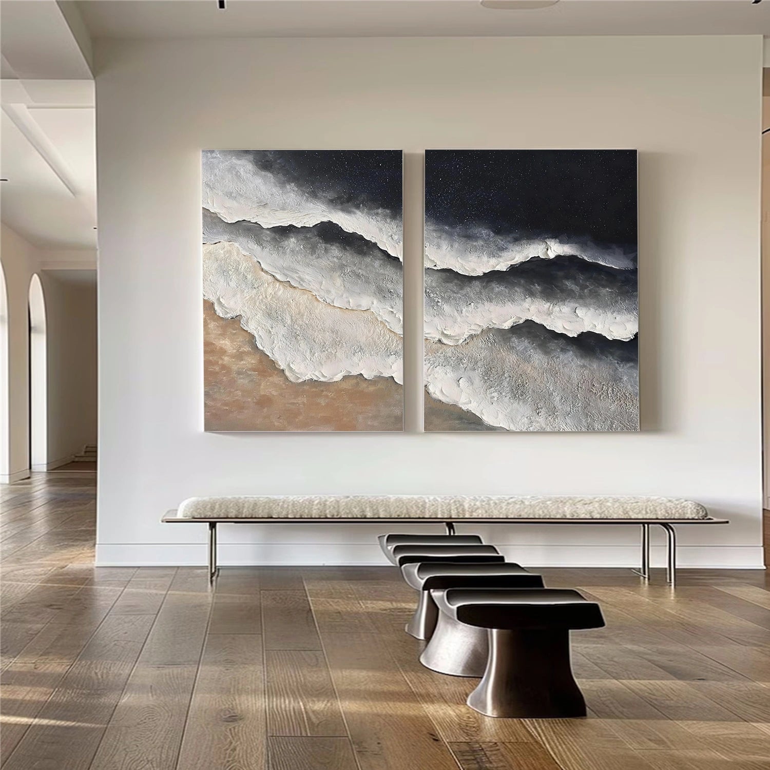 Ocean And Sky Abstract Texture Canvas Art Set Of 2 #OS385