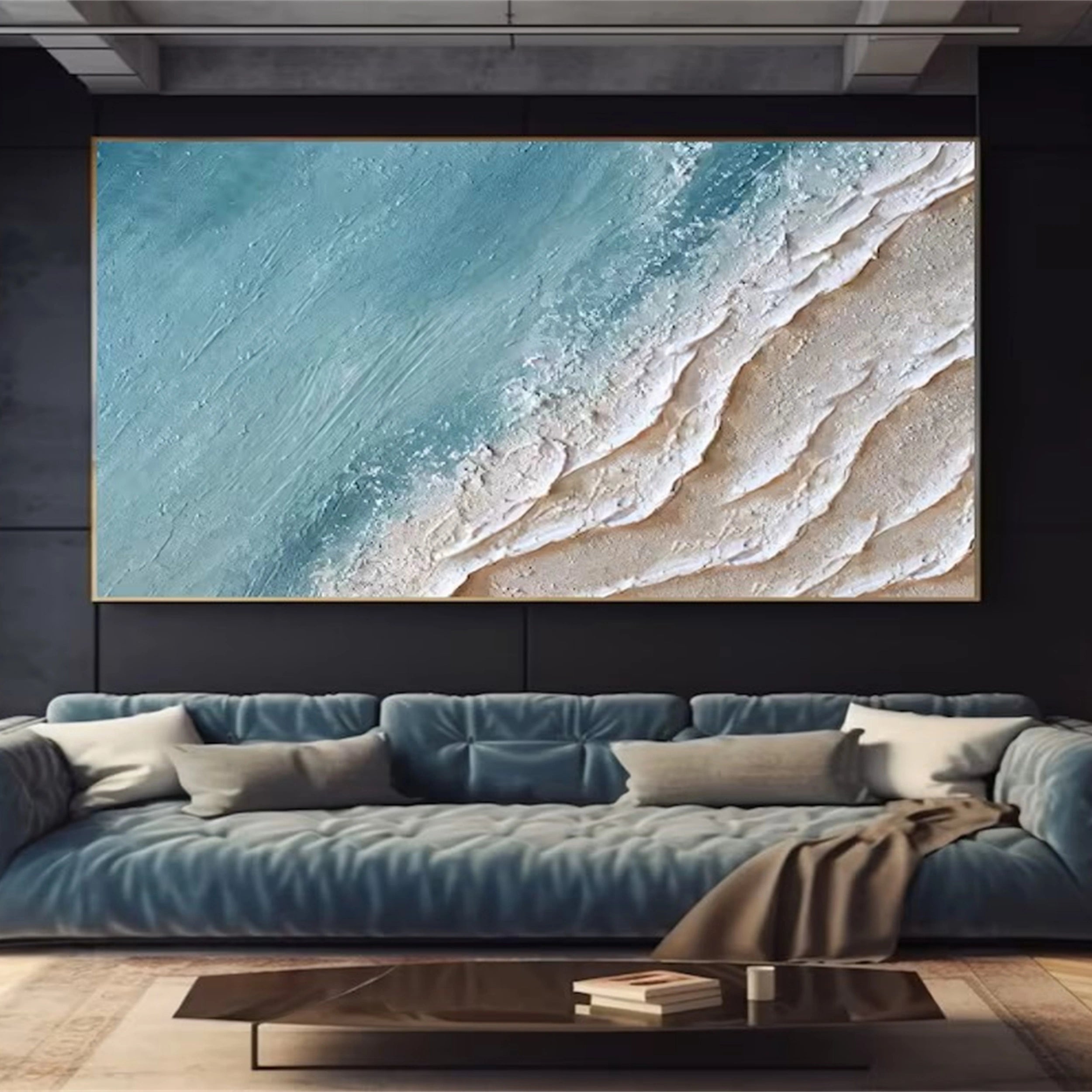 Frameless(Stretched Only)Ocean And Sky Painting #OS 075
