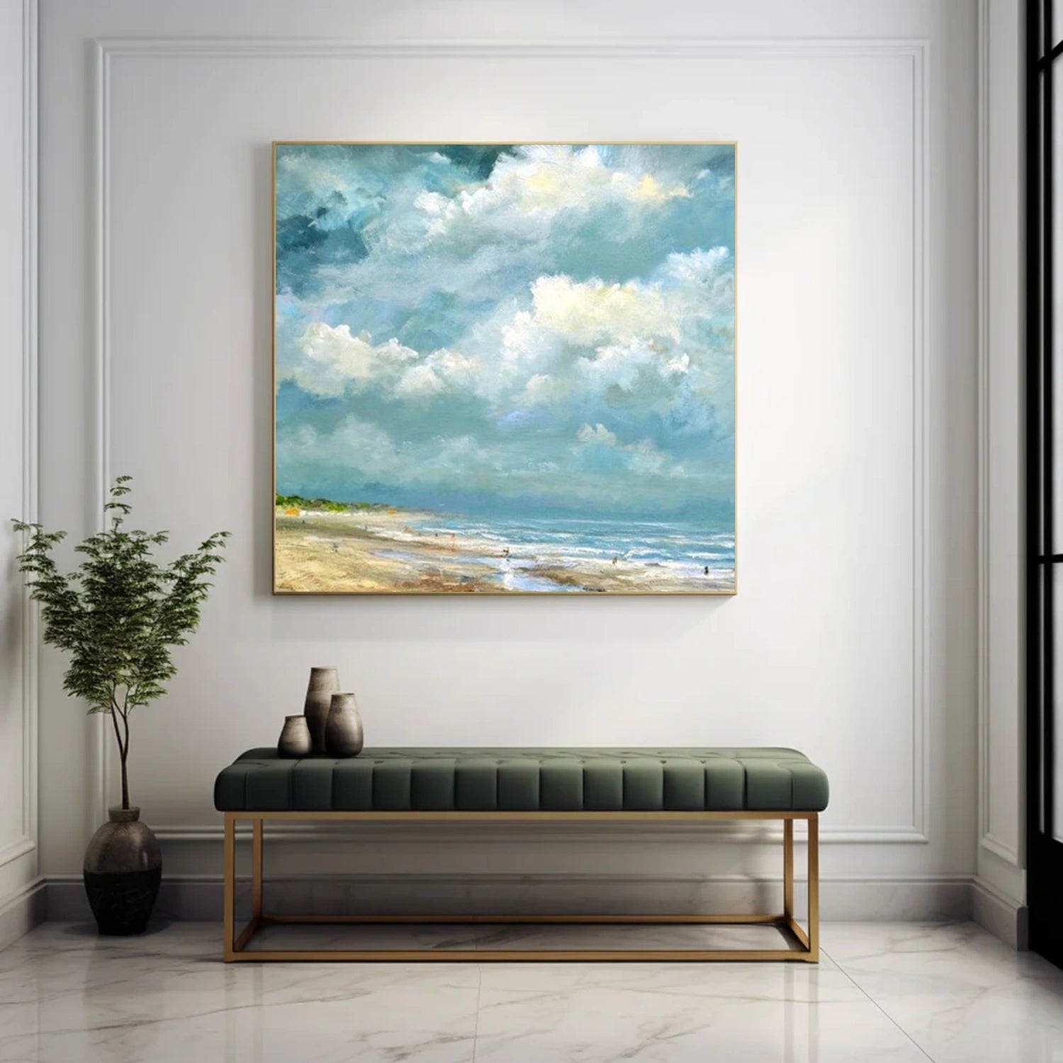 Ocean And Sky Abstract Canvas Art #OS358