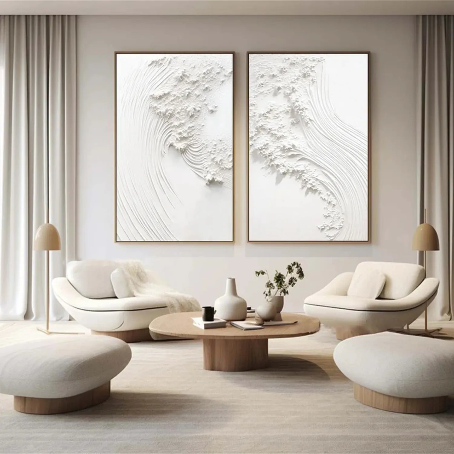 Plaster Art Minimalist Textured Paintings Set of 2 #MM279