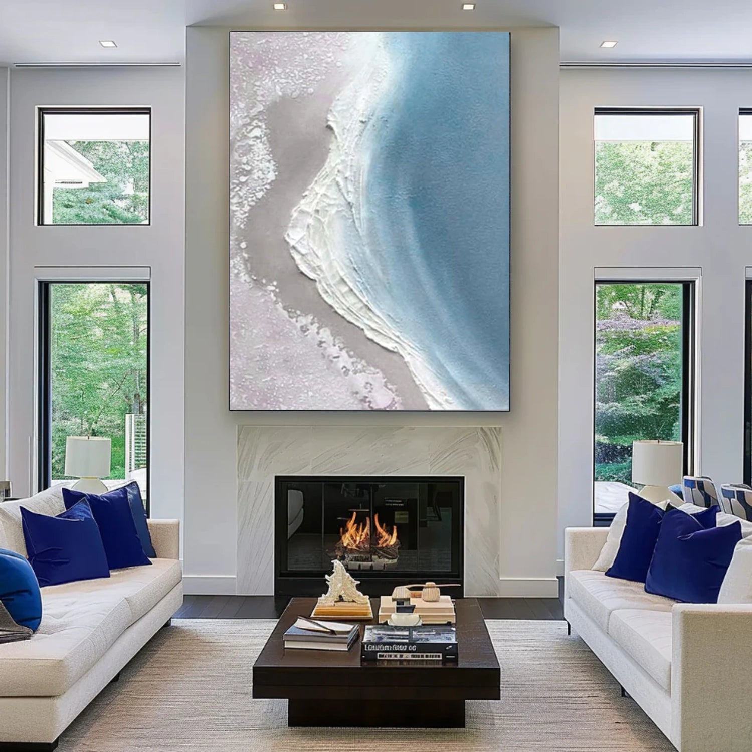 Ocean And Sky Abstract Textured Canvas Art #OS 308