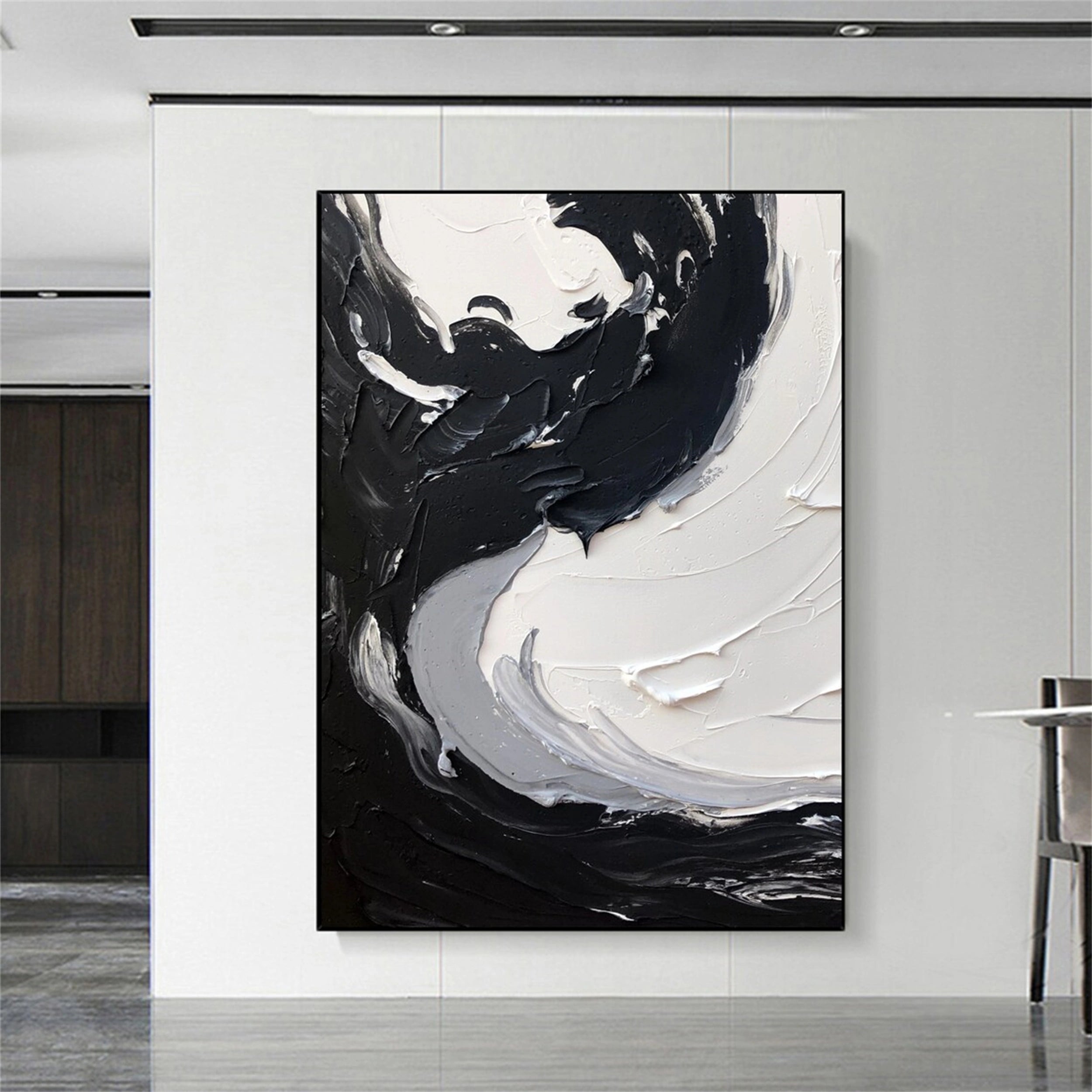 Black White Textured Minimalist Wall Art #MZ068