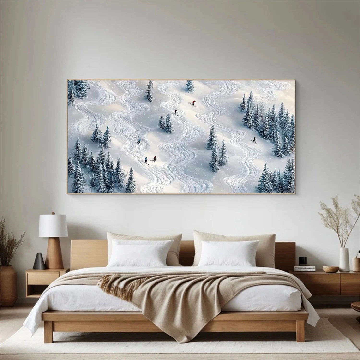 Skiing Sport Art Textured Painting Canvas # SA058