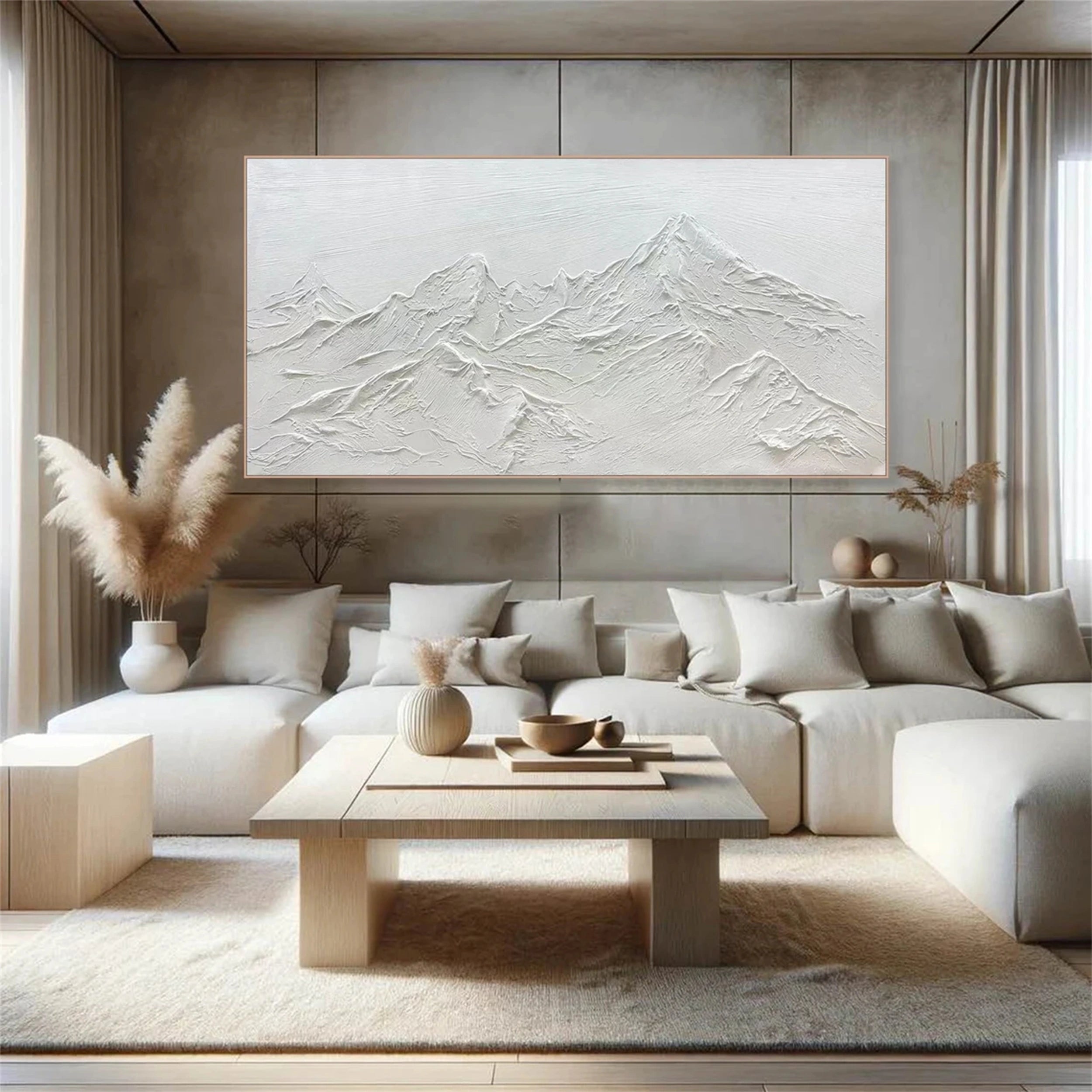 White Minimalist Textured Painting Canvas #MM107
