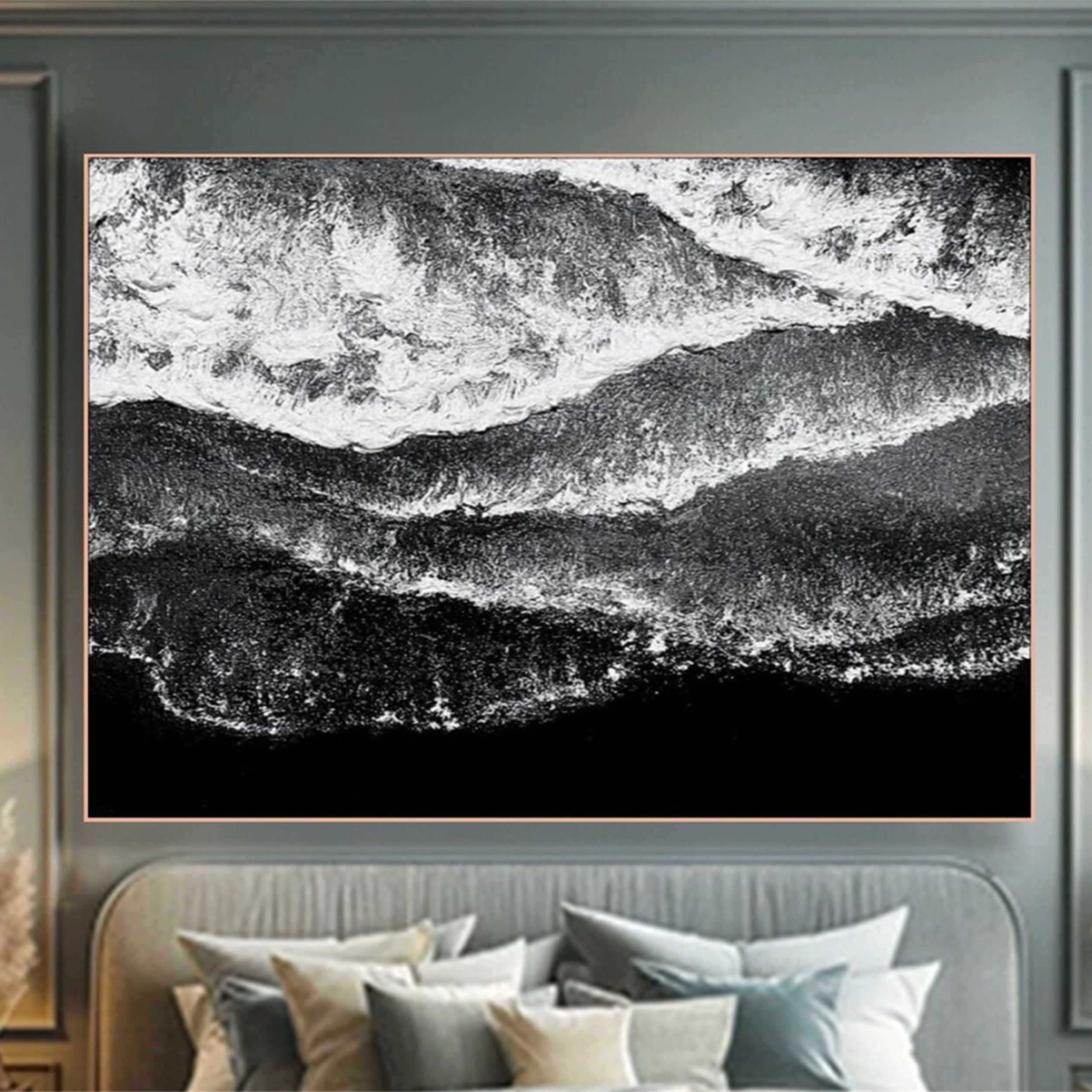 Black White Textured Minimalist Wall Art #MZ055