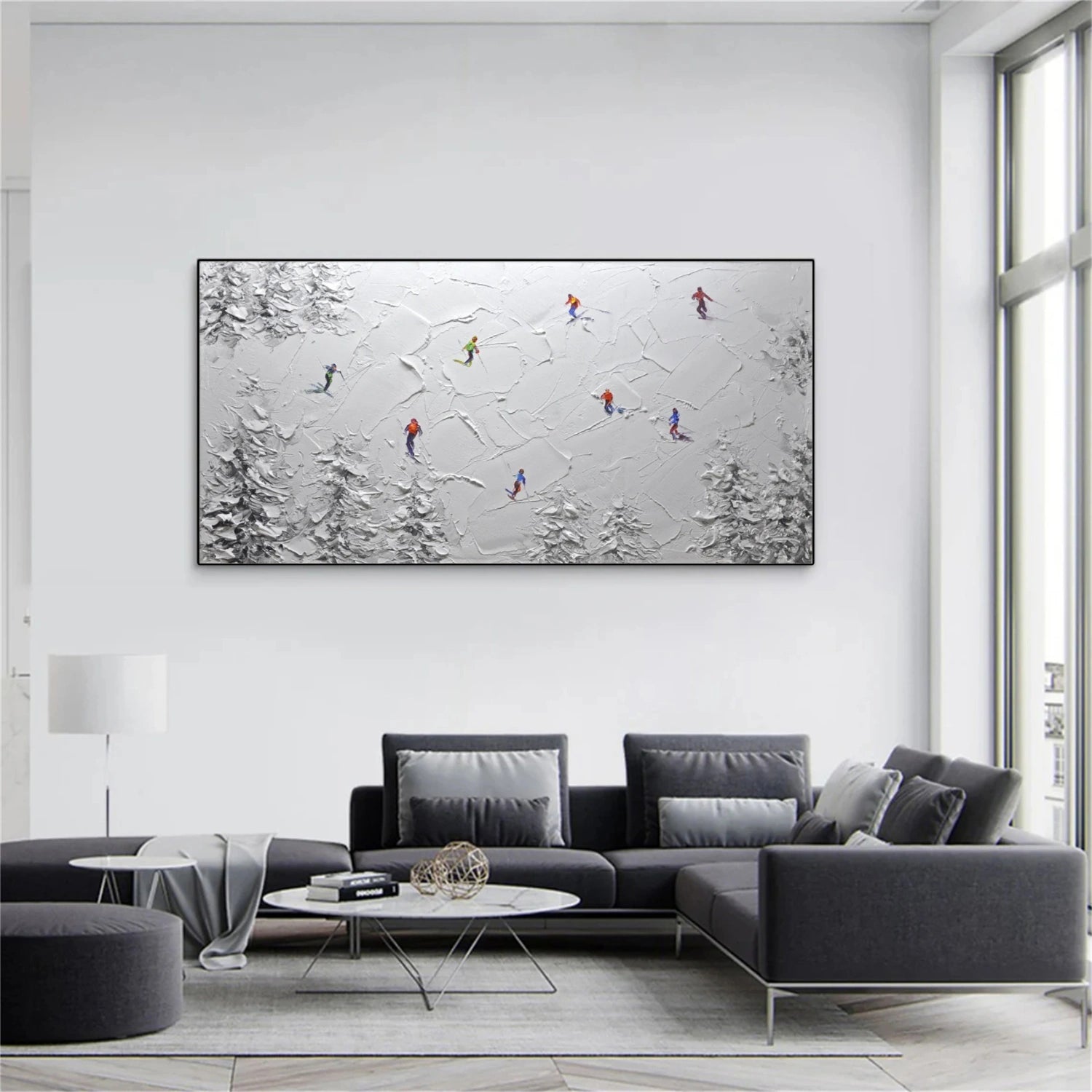 Skiing Sport Art Textured Painting Canvas # SA044