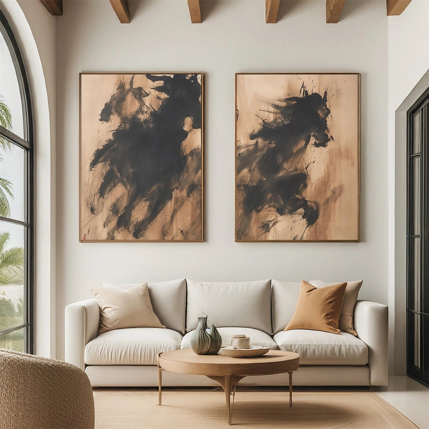 Abstract Animal Horse Canvas Art Set of 2 #AP206