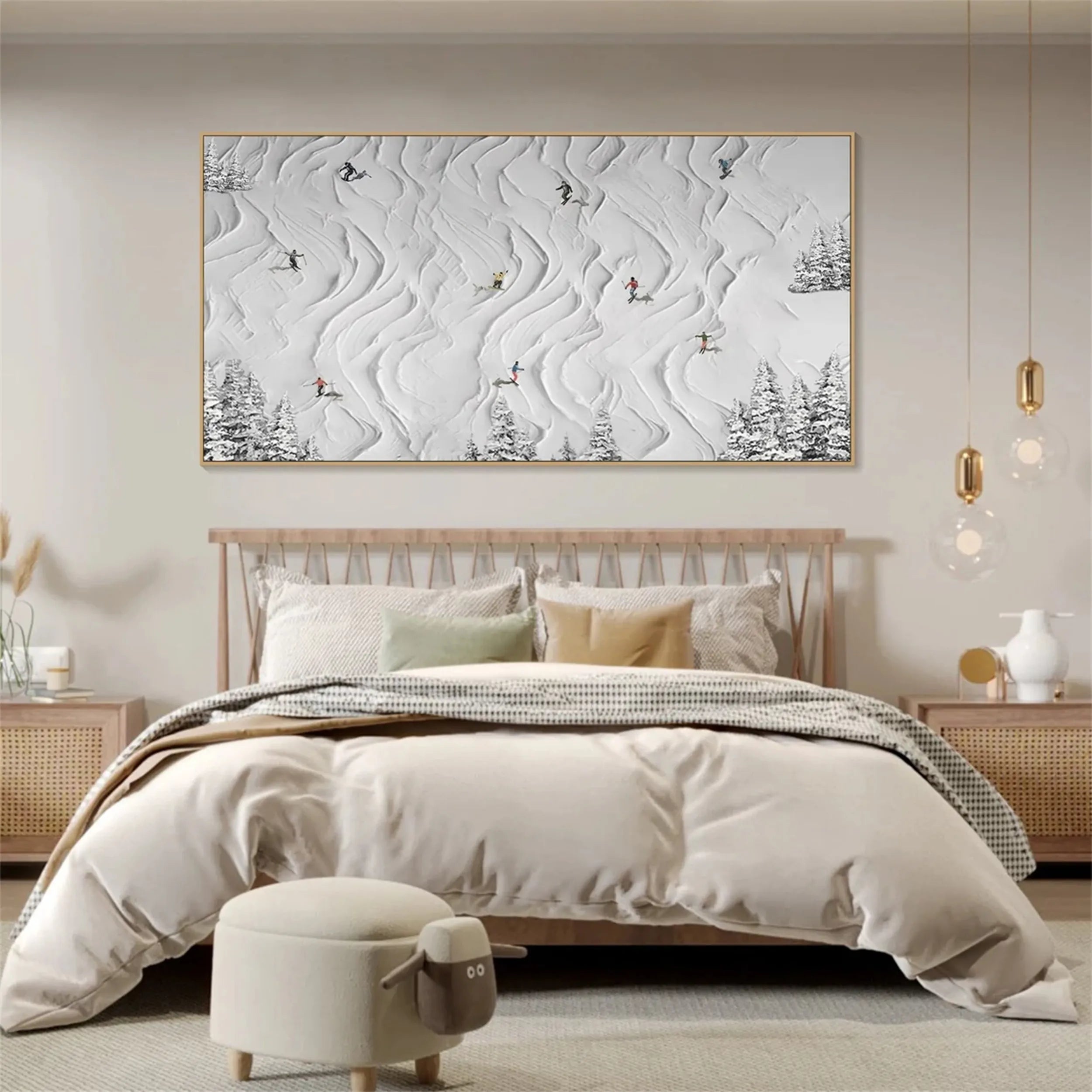 Skiing Sport Art Textured Painting Canvas #MM212