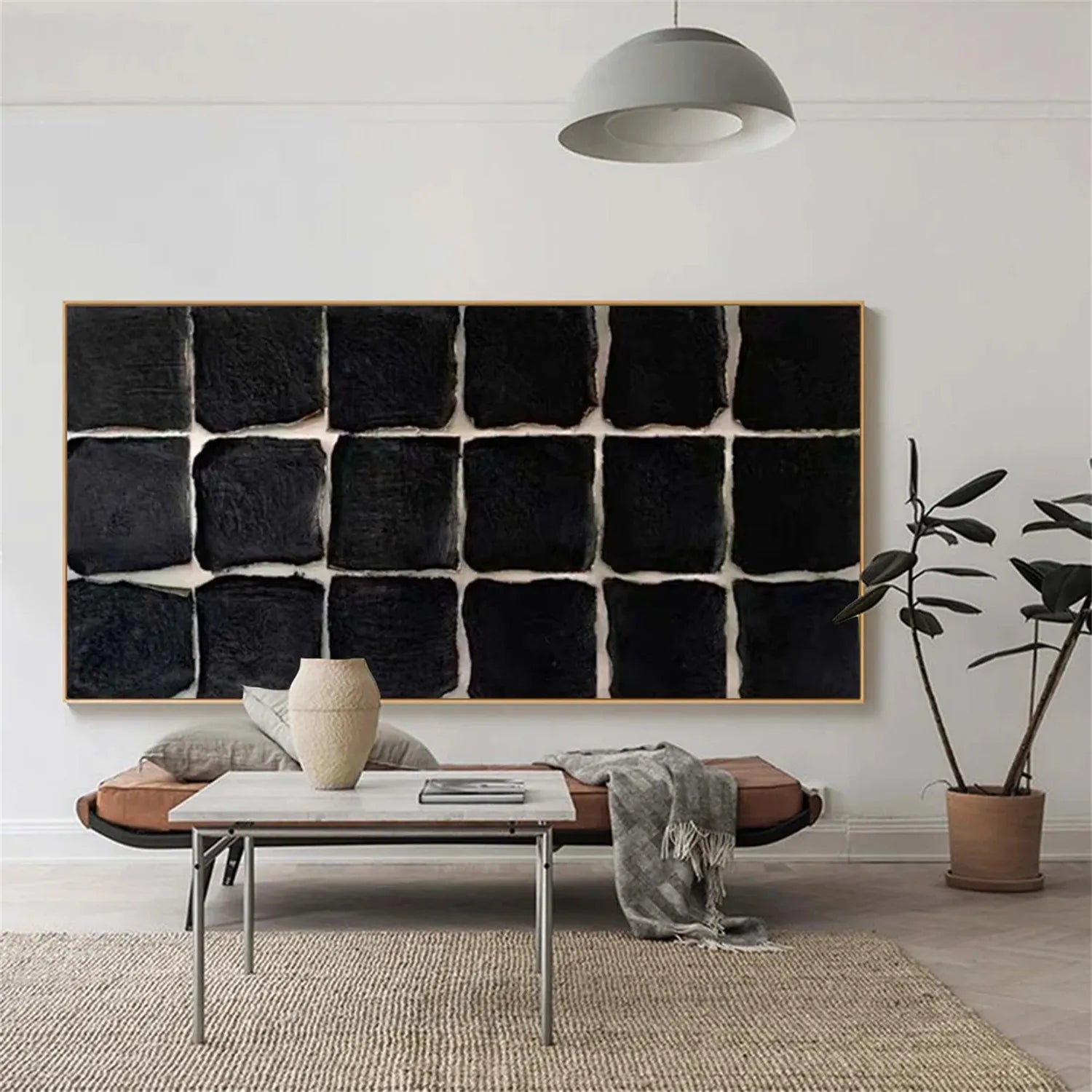 Black Minimalist Textured Painting Canvas #MZ116