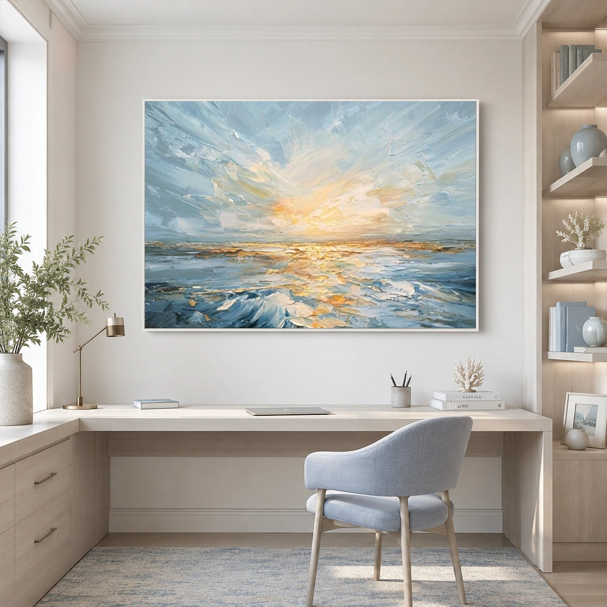 Ocean And Sky Abstract Texture Canvas Art #OS489