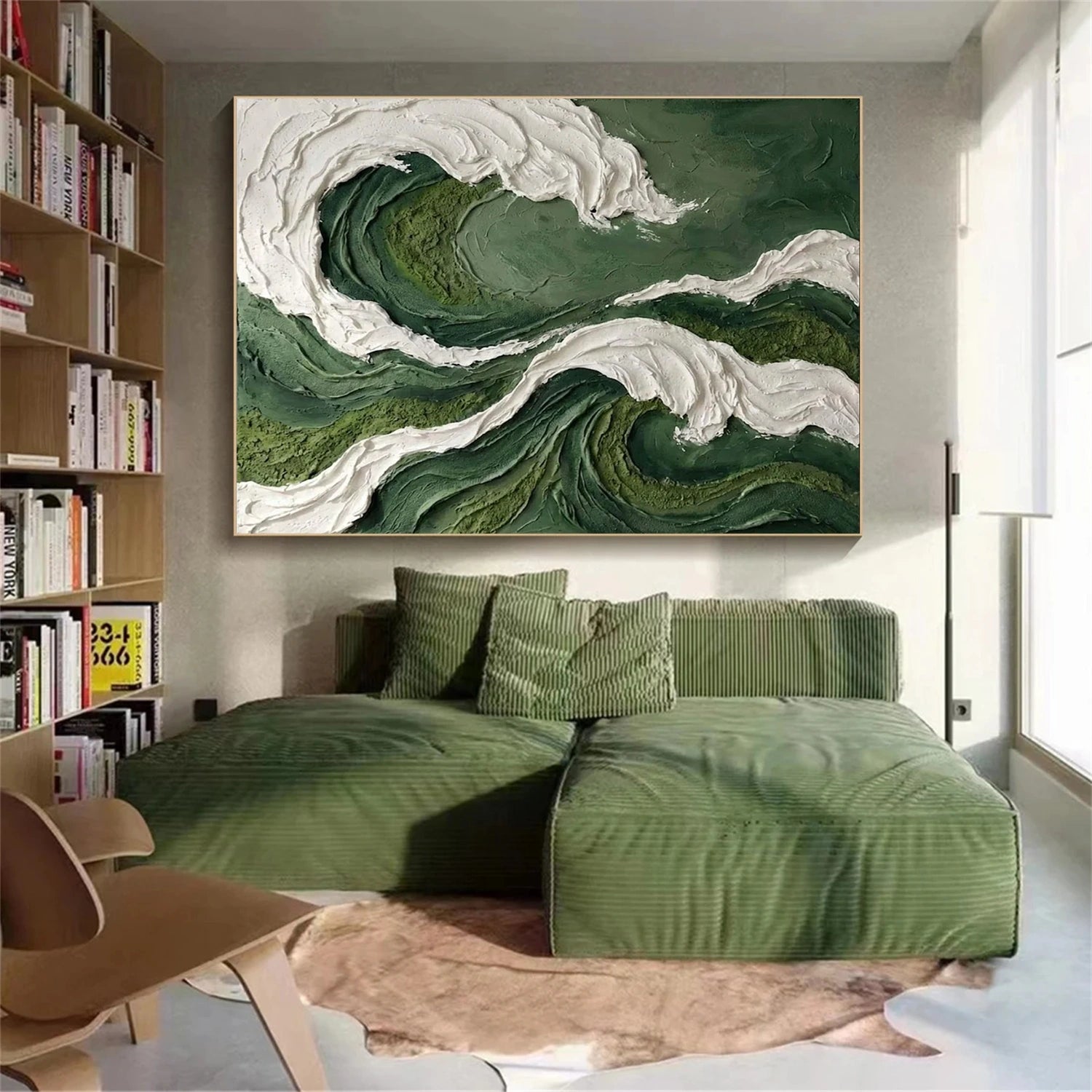 Green & White Abstract Texture Wall Art # AB681