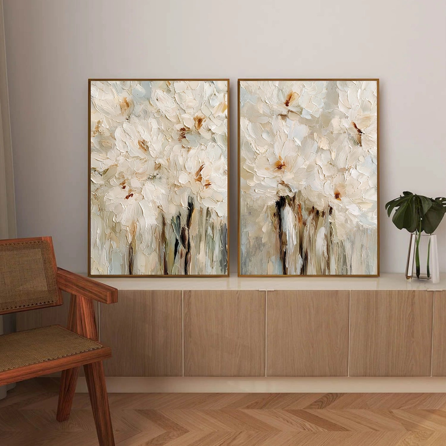 Flower & Tree Abstract Textured Canvas Set of 2 # FT 347