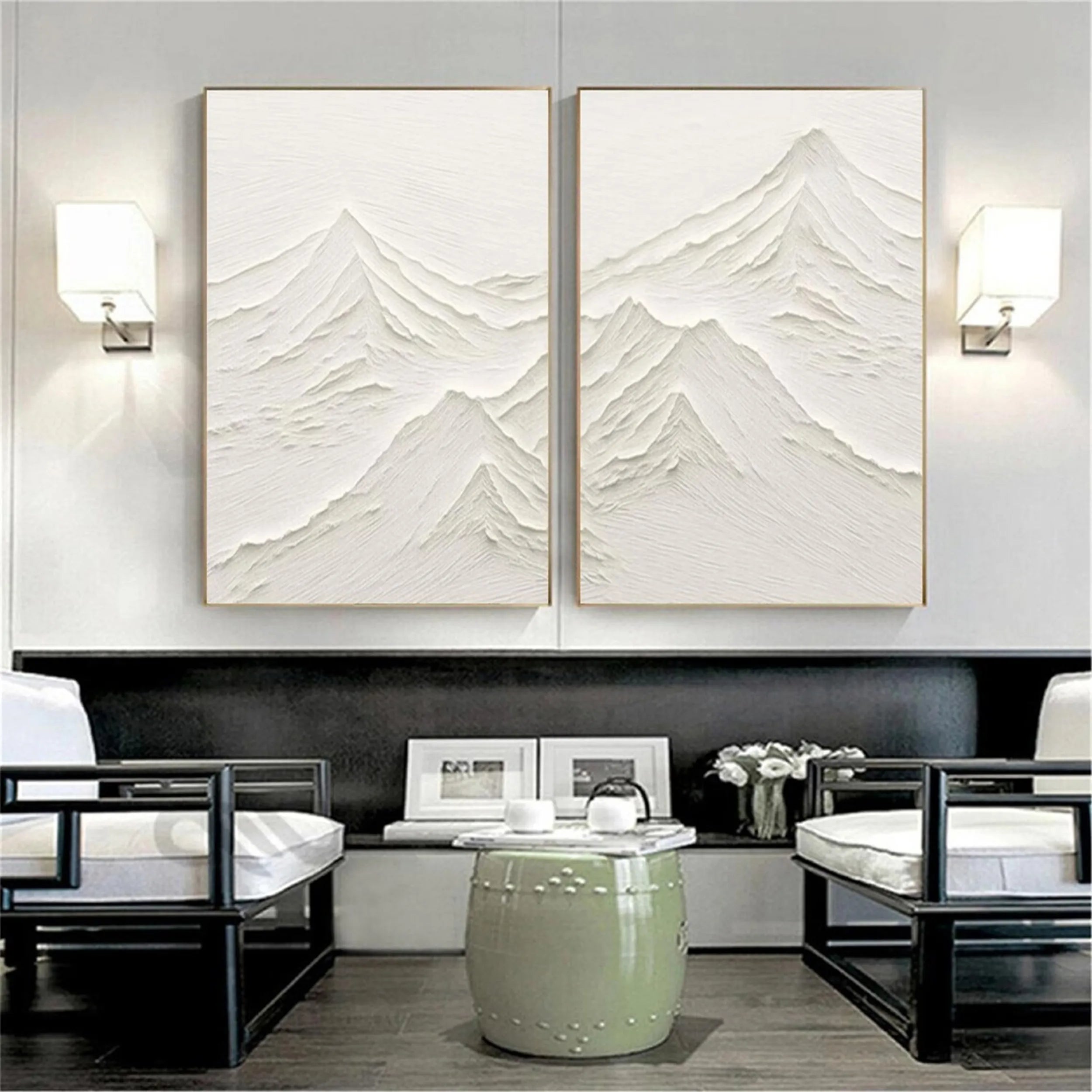 Plaster Art Minimalist Textured Paintings Set of 2 #MM265