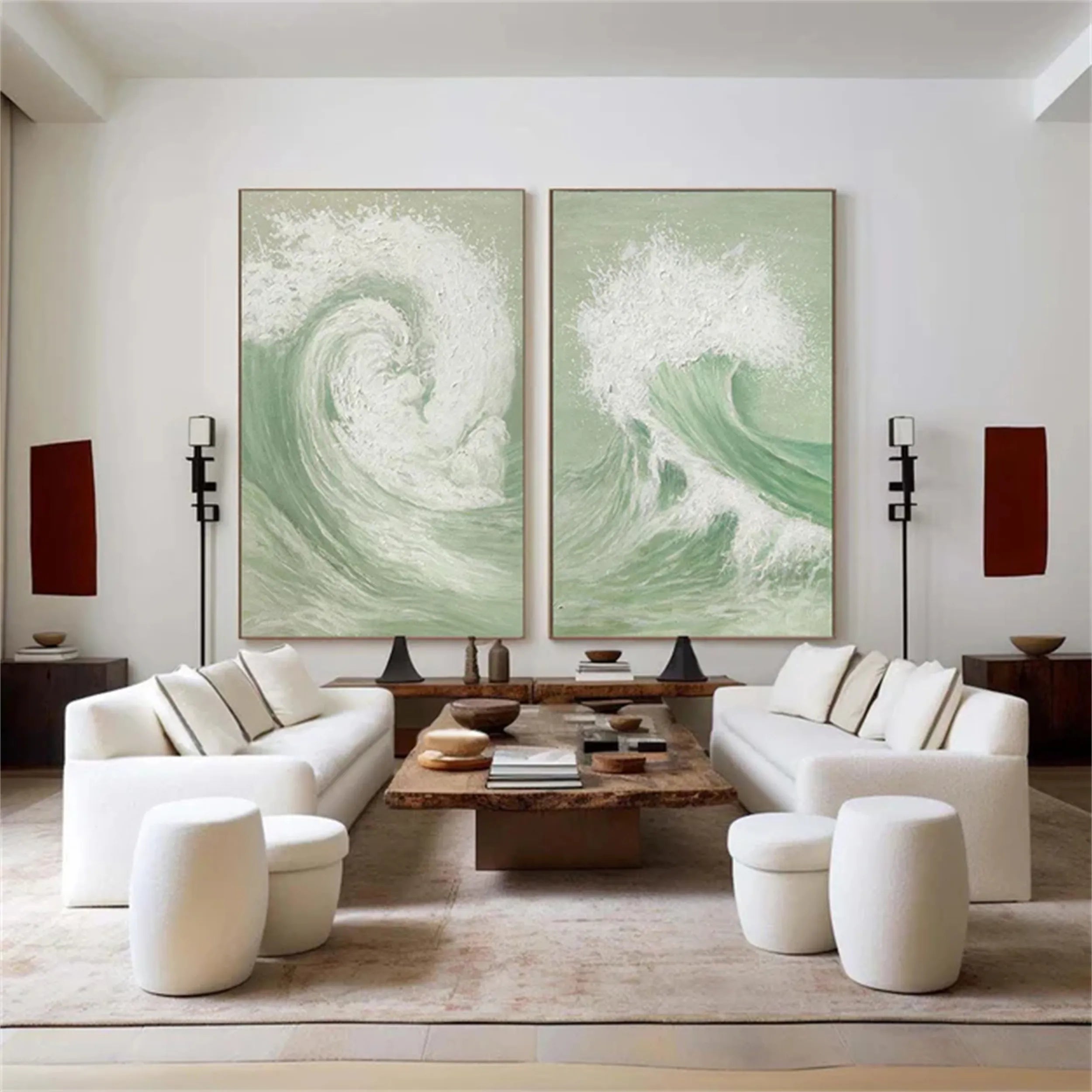 Blue & Green Abstract Set of 2 #BG060